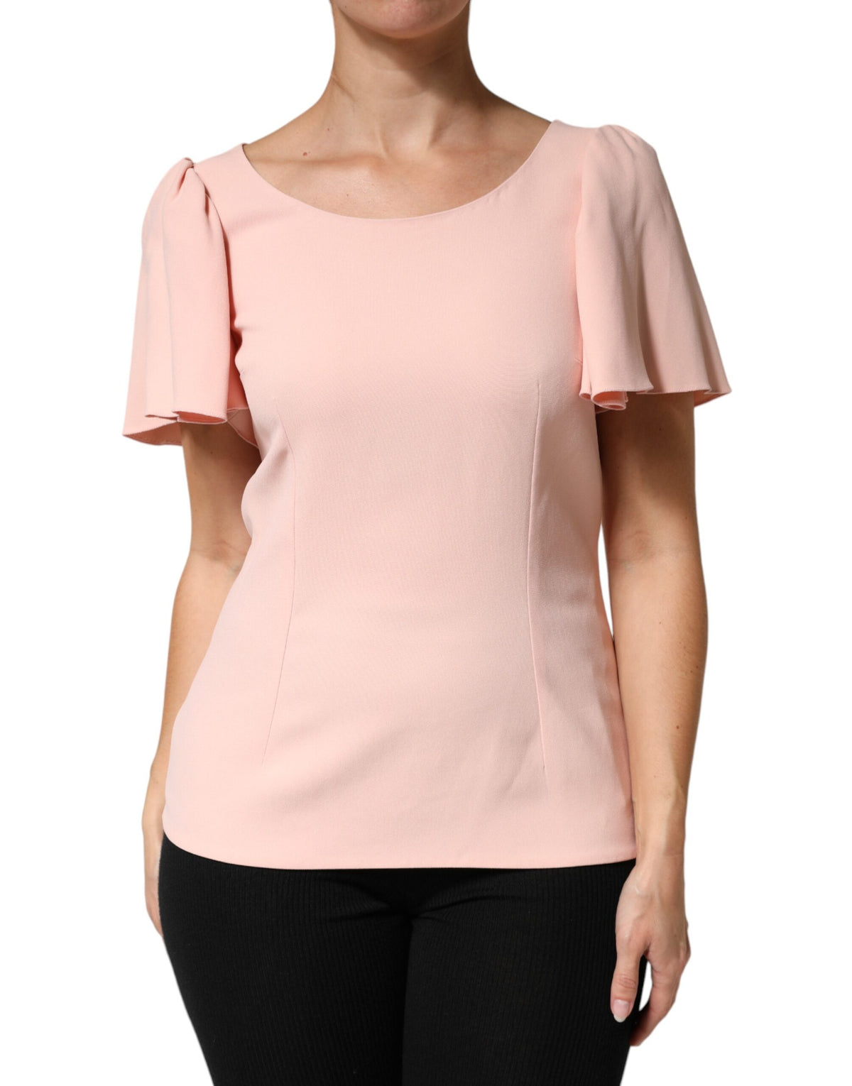 New Dolce & Gabbana Pink Short Sleeves Round Neck Blouse Top
