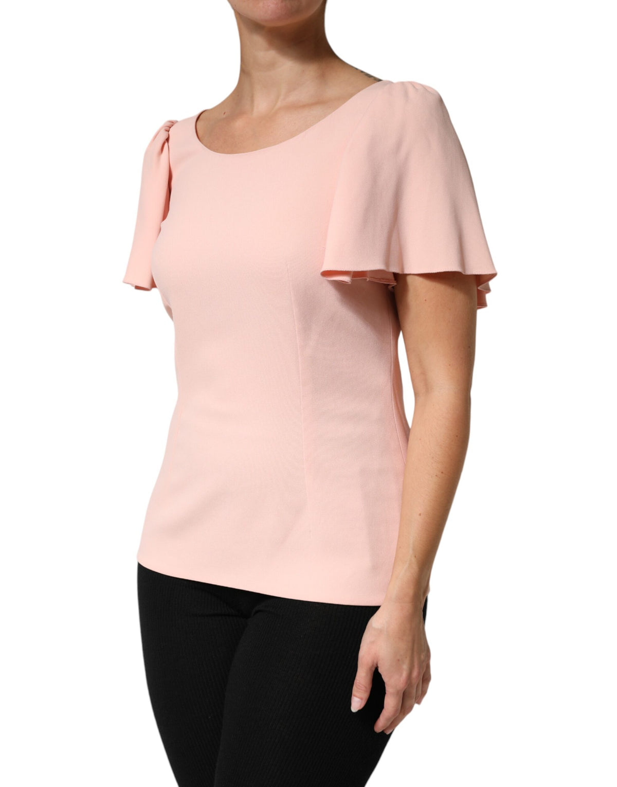 New Dolce & Gabbana Pink Short Sleeves Round Neck Blouse Top