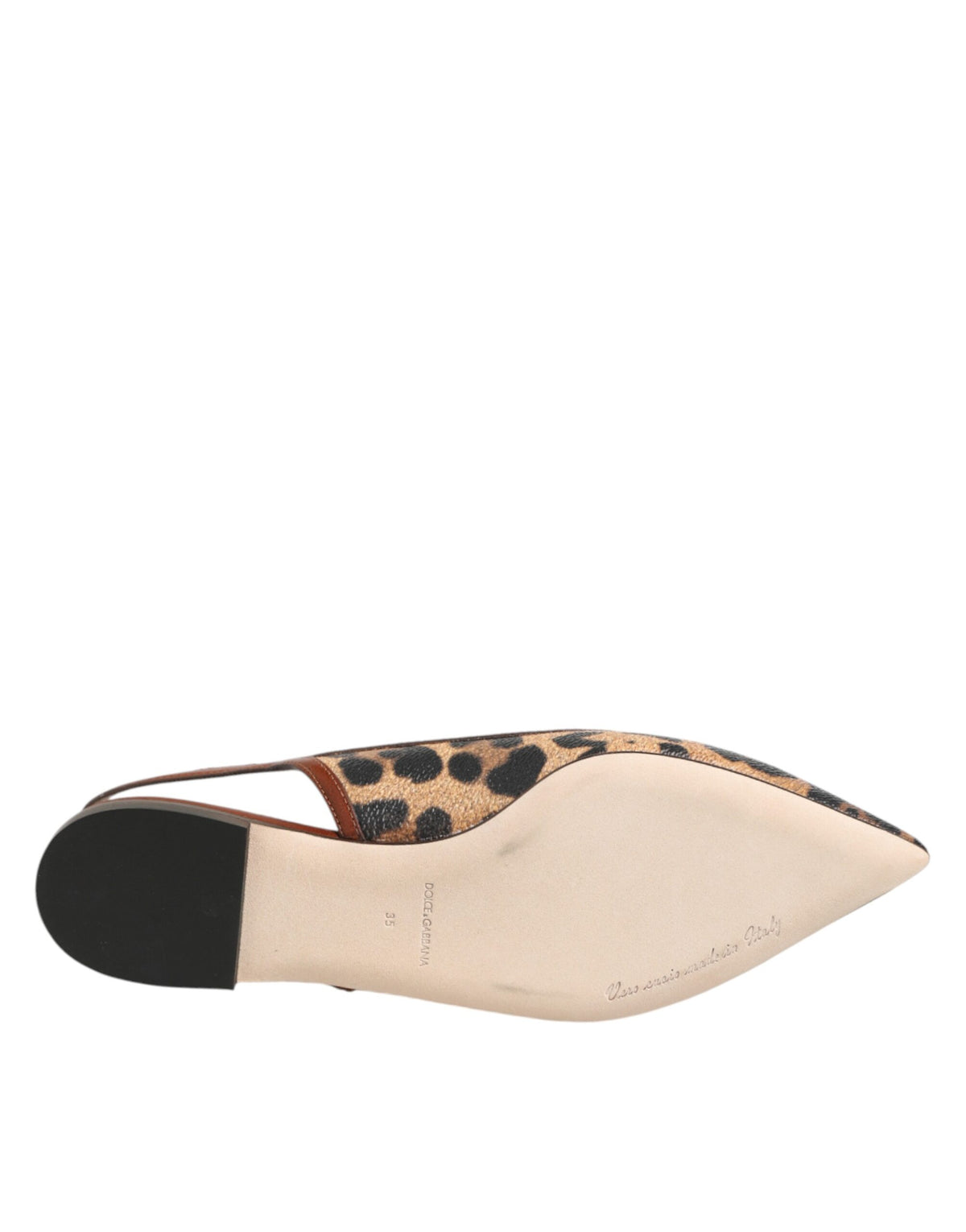New Dolce & Gabbana Brown Leopard Slingback Flats Sandals Shoes