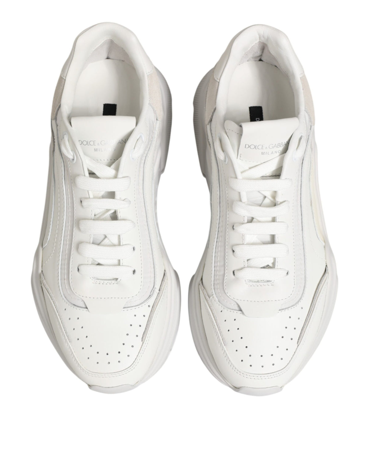 Pre-Owned Dolce & Gabbana White Leather Daymaster Low Top Sneakers Shoes Women's - Very Good