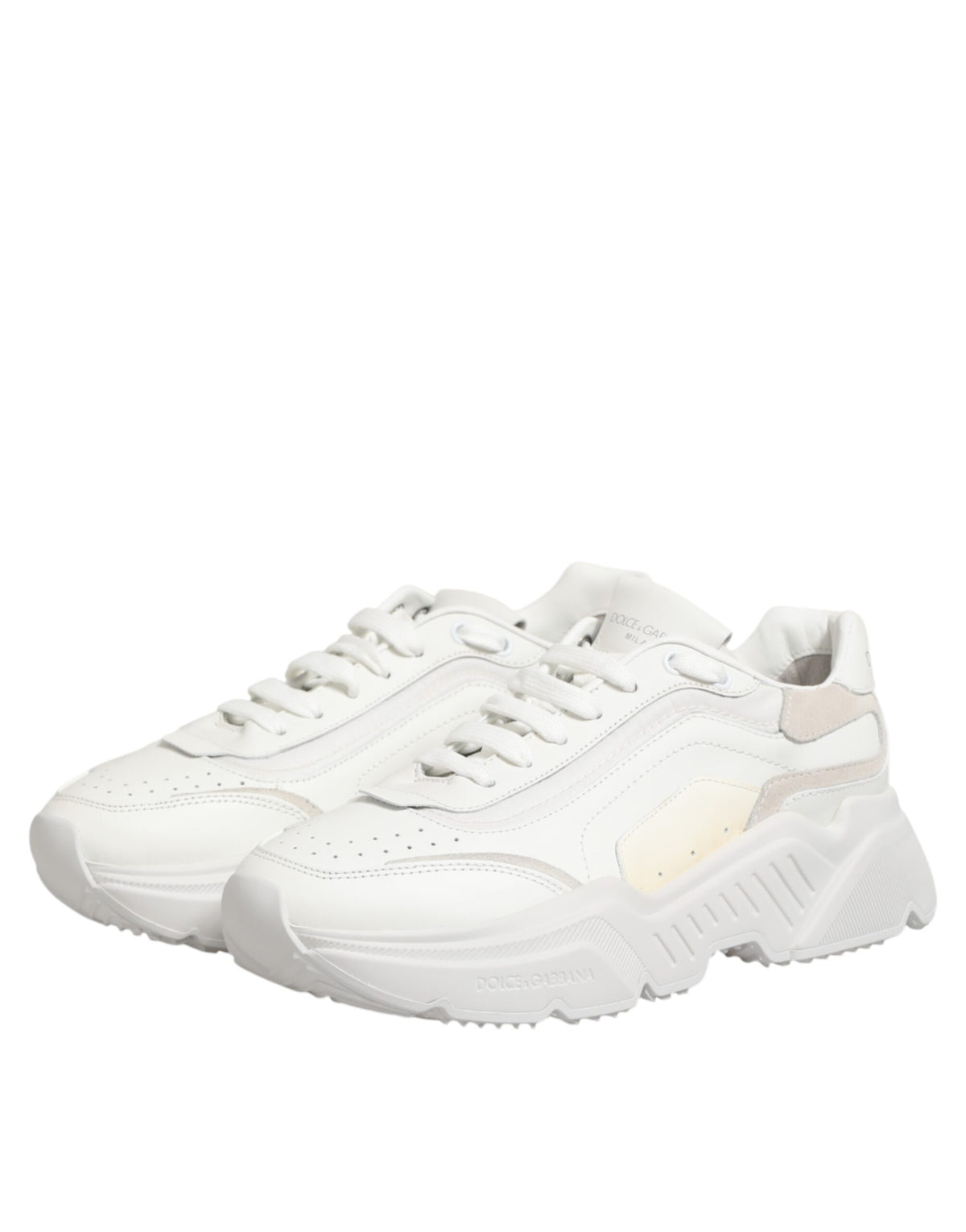 Pre-Owned Dolce & Gabbana White Leather Daymaster Low Top Sneakers Shoes Women's - Very Good