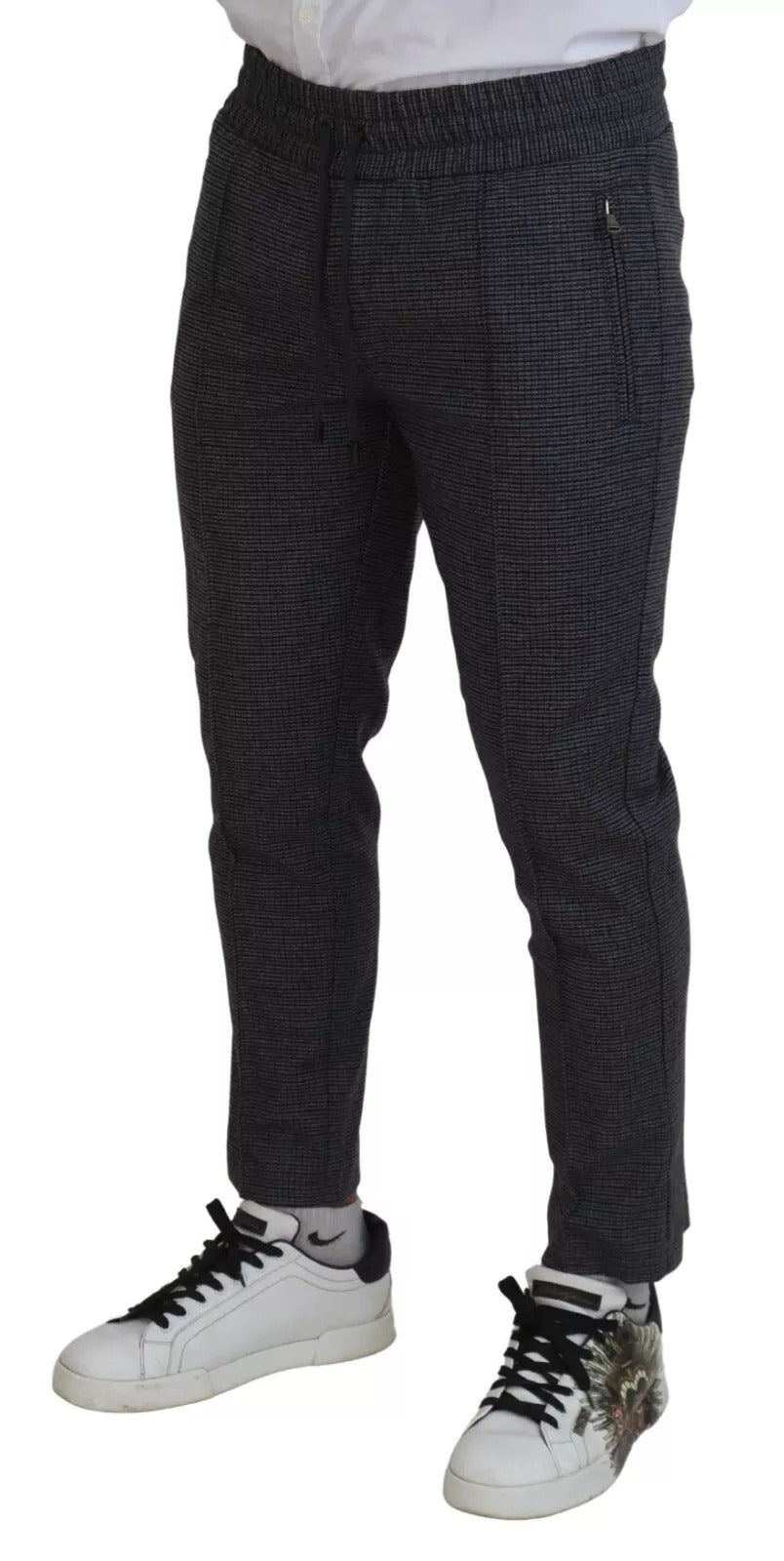 New Dolce & Gabbana Gray Striped Wool Skinny Trouser Pants
