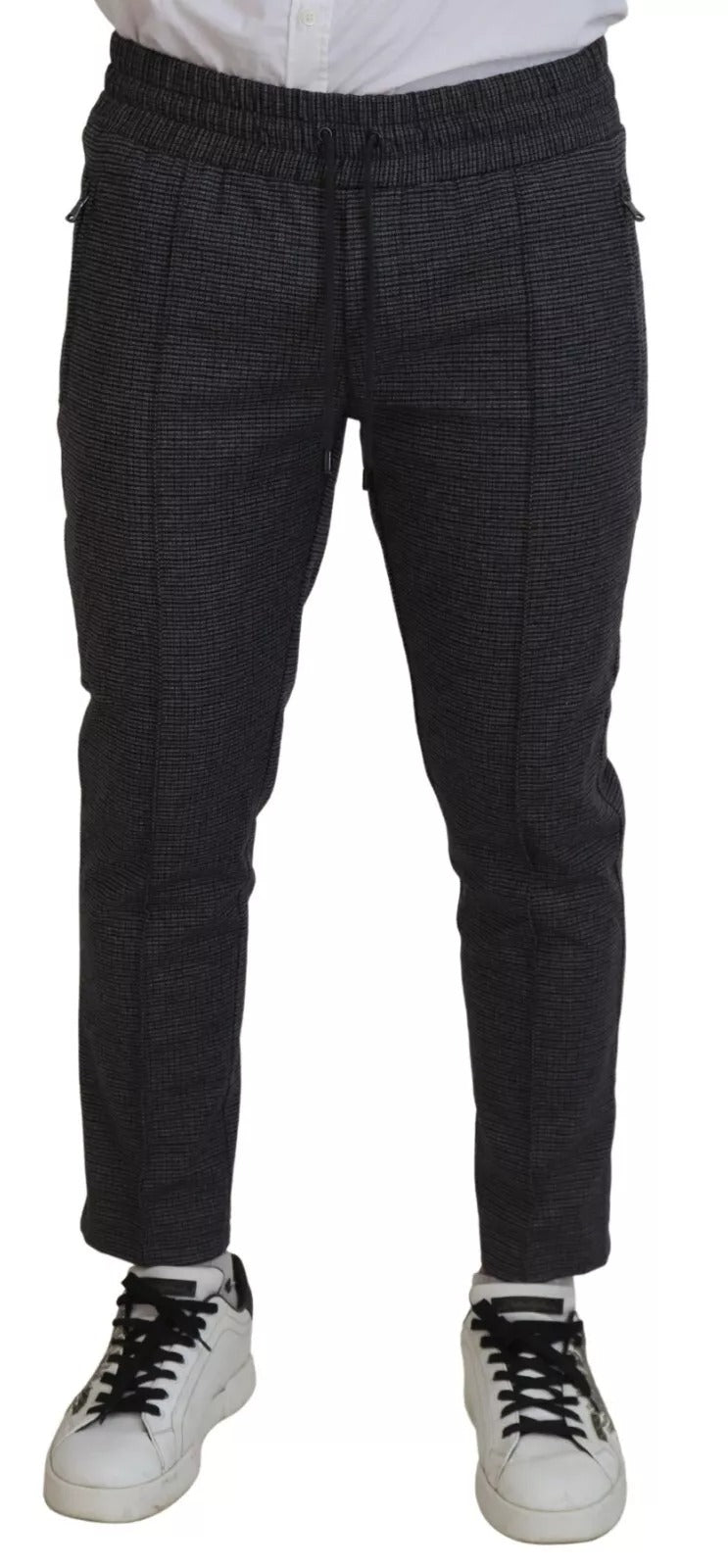 New Dolce & Gabbana Gray Striped Wool Skinny Trouser Pants