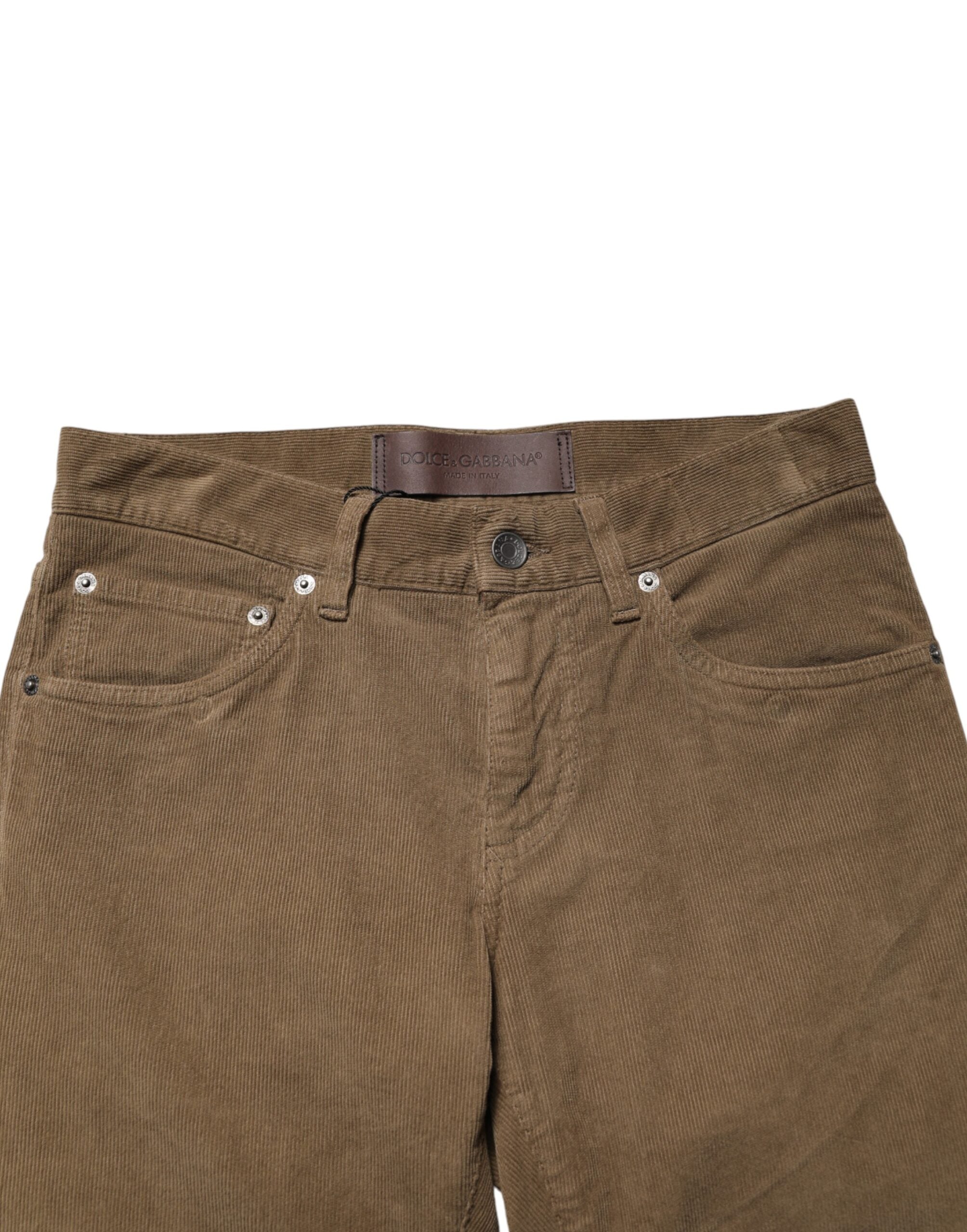 New Dolce & Gabbana Brown Cotton Stretch Skinny Men Denim Jeans