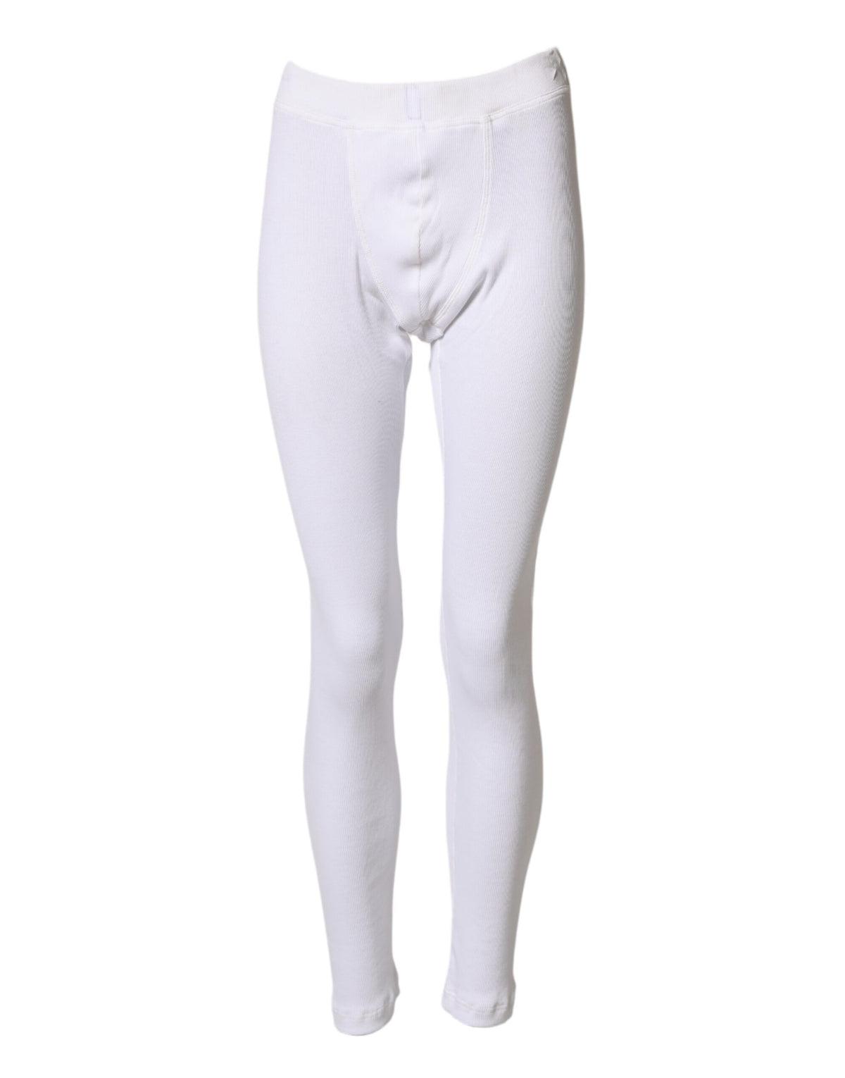 New Dolce & Gabbana White Cotton Mid Waist Tights Leggings Pants