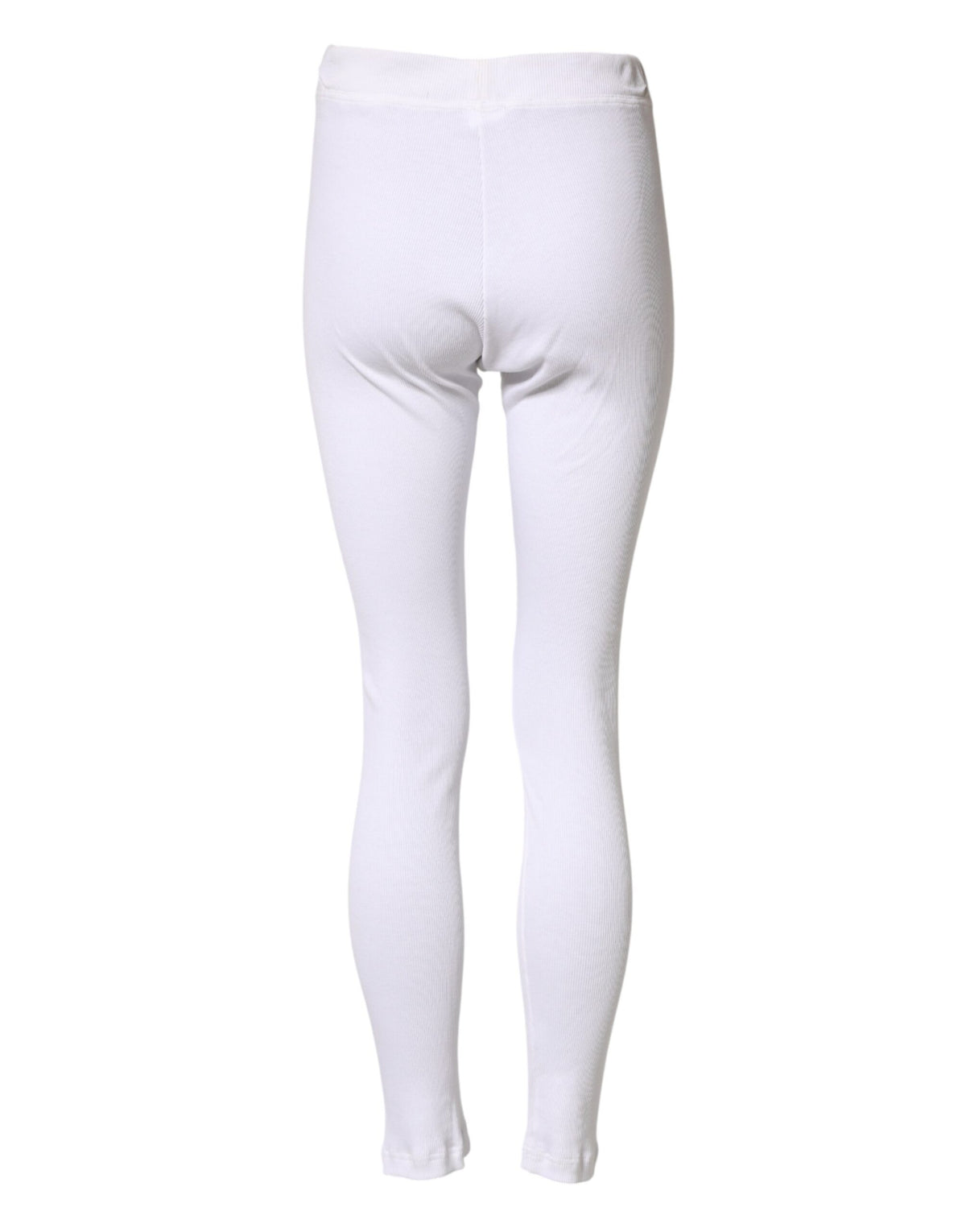 New Dolce & Gabbana White Cotton Mid Waist Tights Leggings Pants