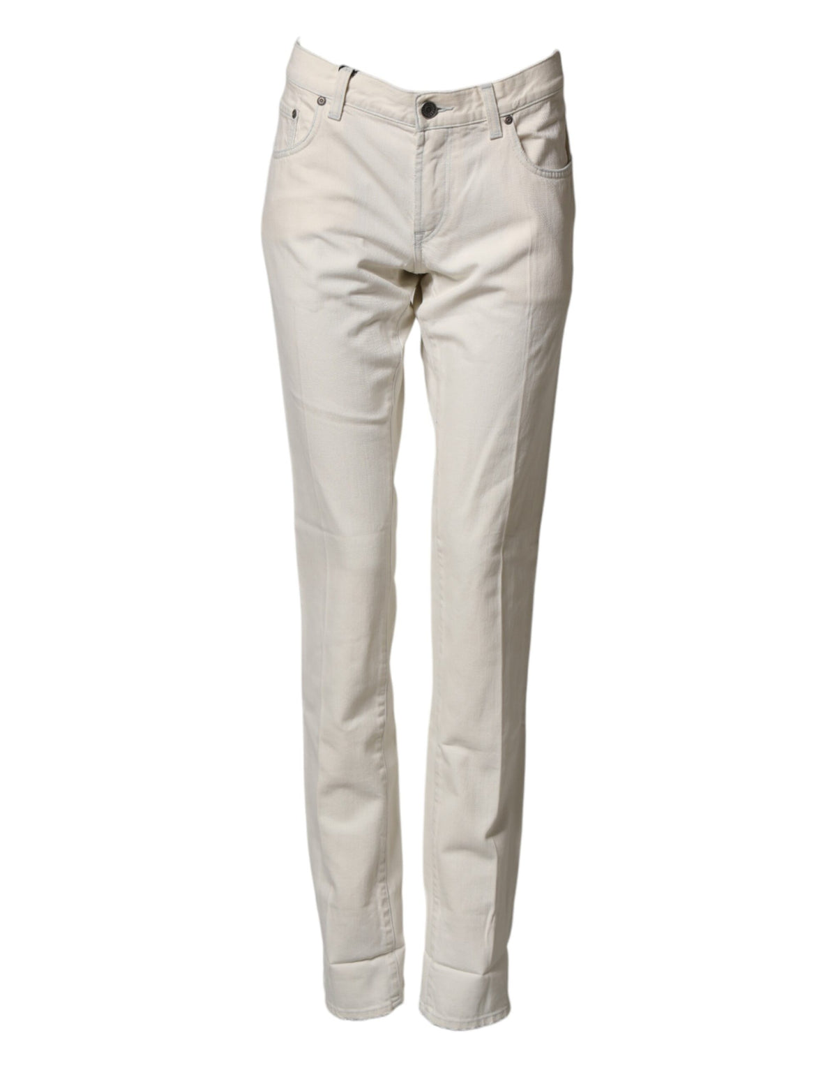 Dolce & Gabbana White Cotton Skinny Denim Trouser Men Jeans