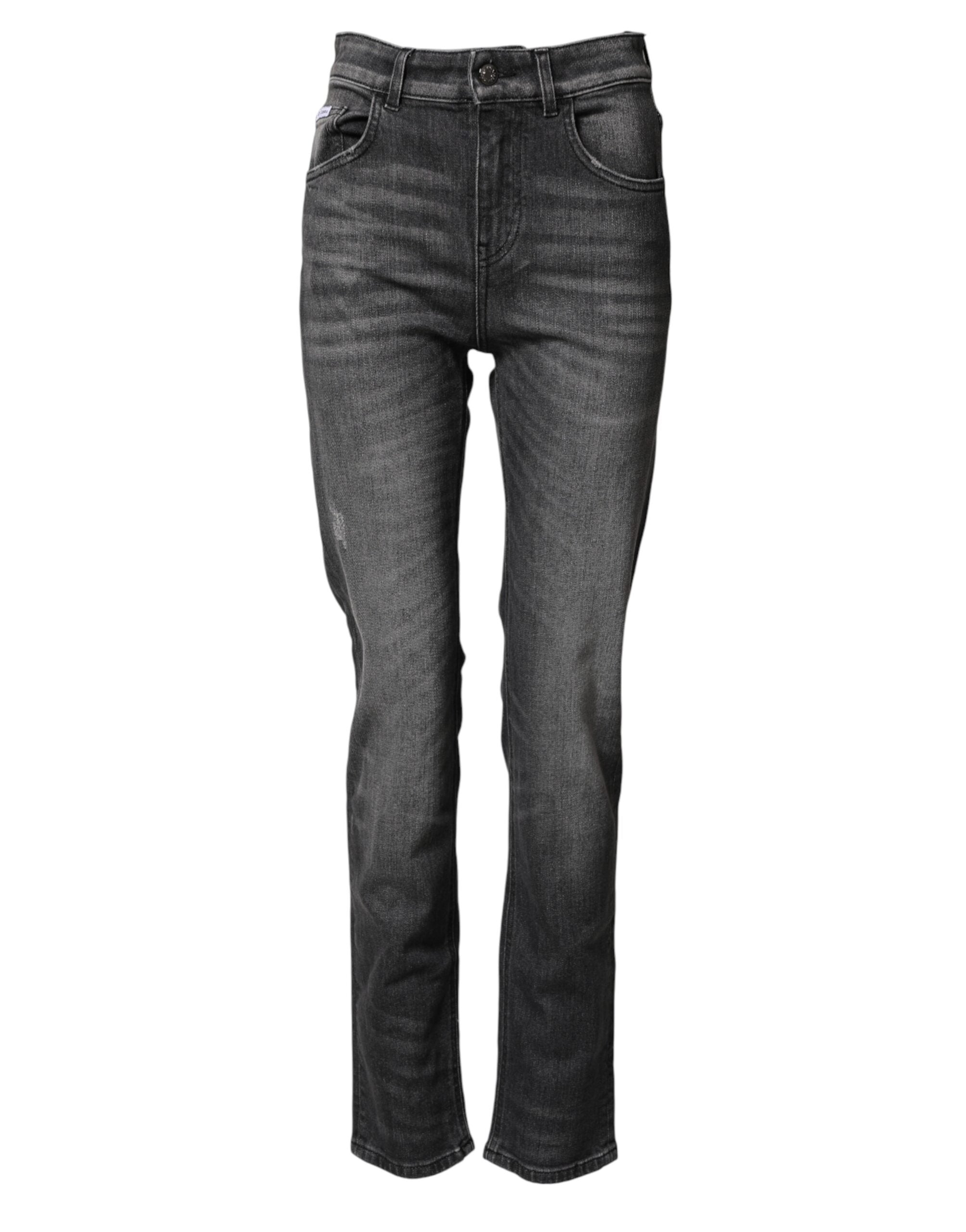 Dolce & Gabbana Gray High Waist Cotton Skinny Denim Jeans