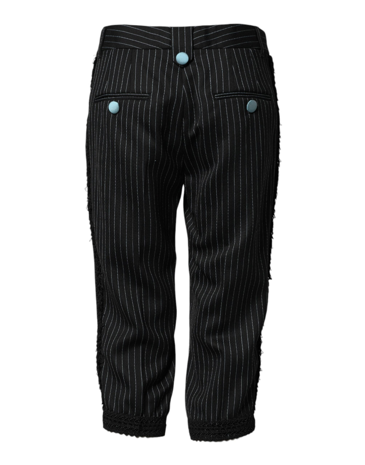 New Dolce & Gabbana Black Wool Stripes Cropped Trouser Pants