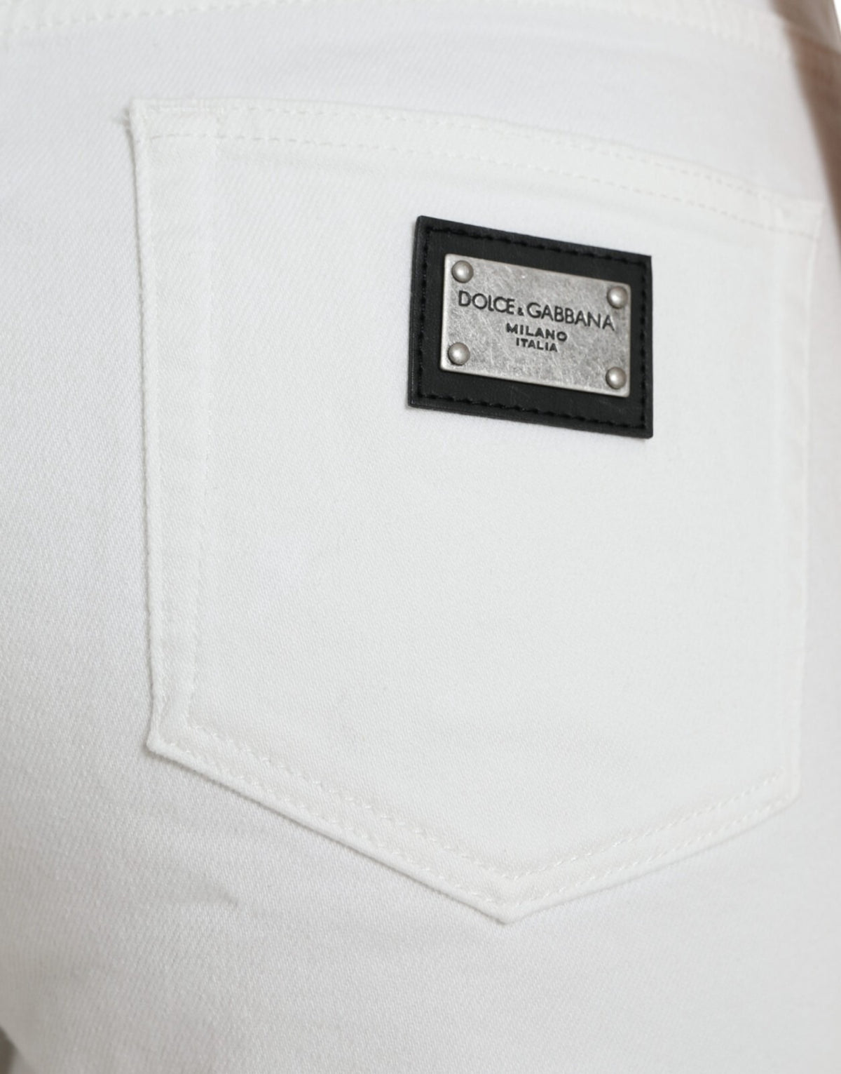 New Dolce & Gabbana Wide Leg White Cotton Cropped Denim Jeans