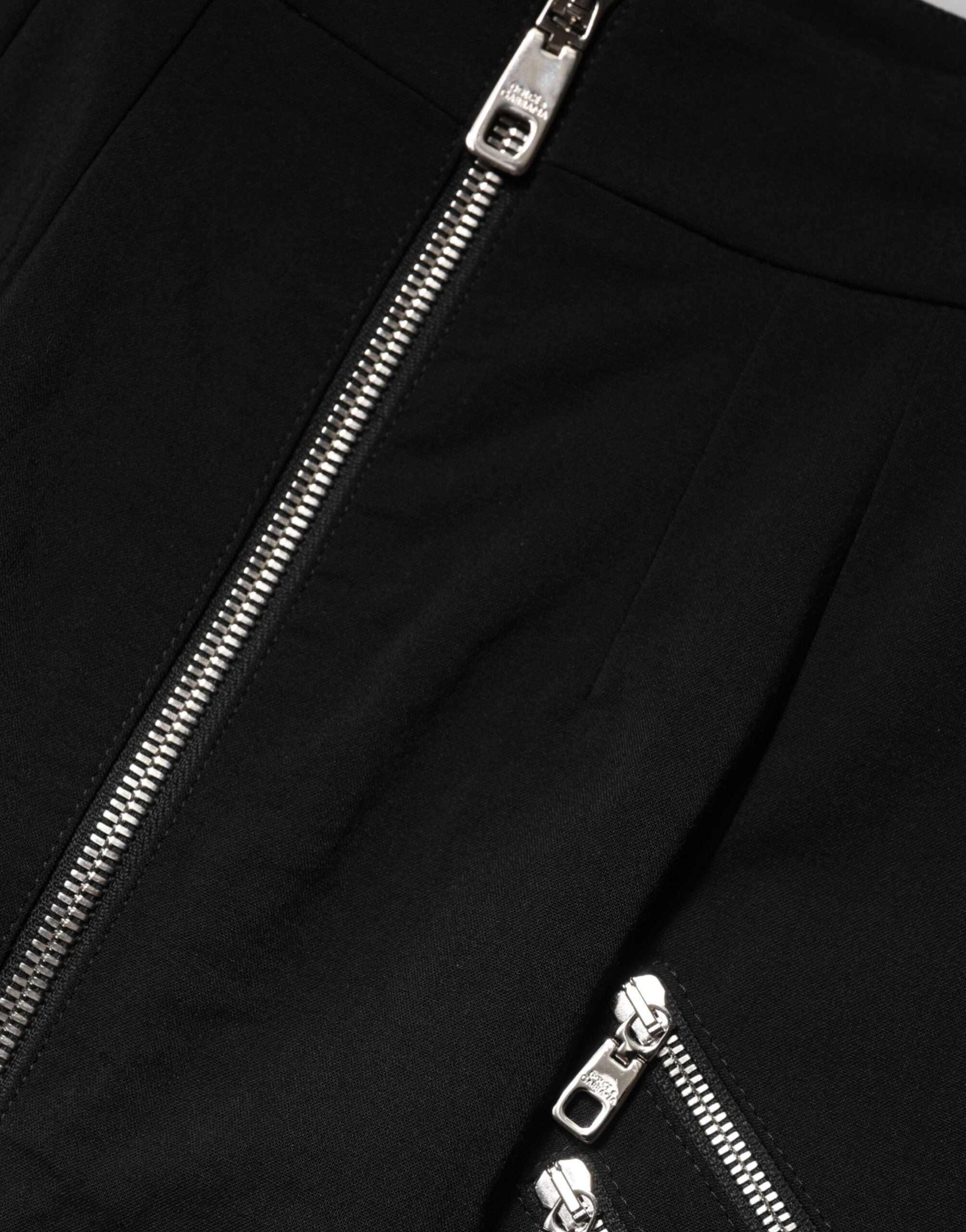 New Dolce & Gabbana Black Zipper High Waist Mini Skirt
