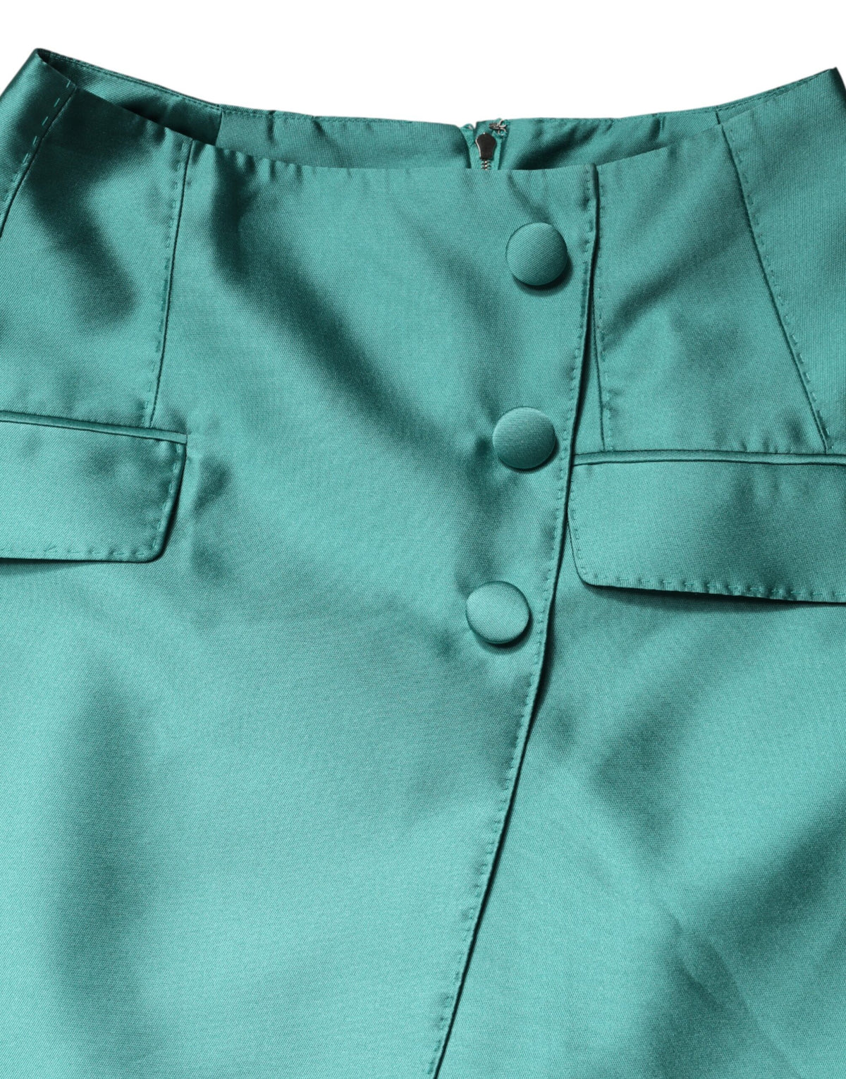 New Dolce & Gabbana Green Button High Waist Mini Skirt