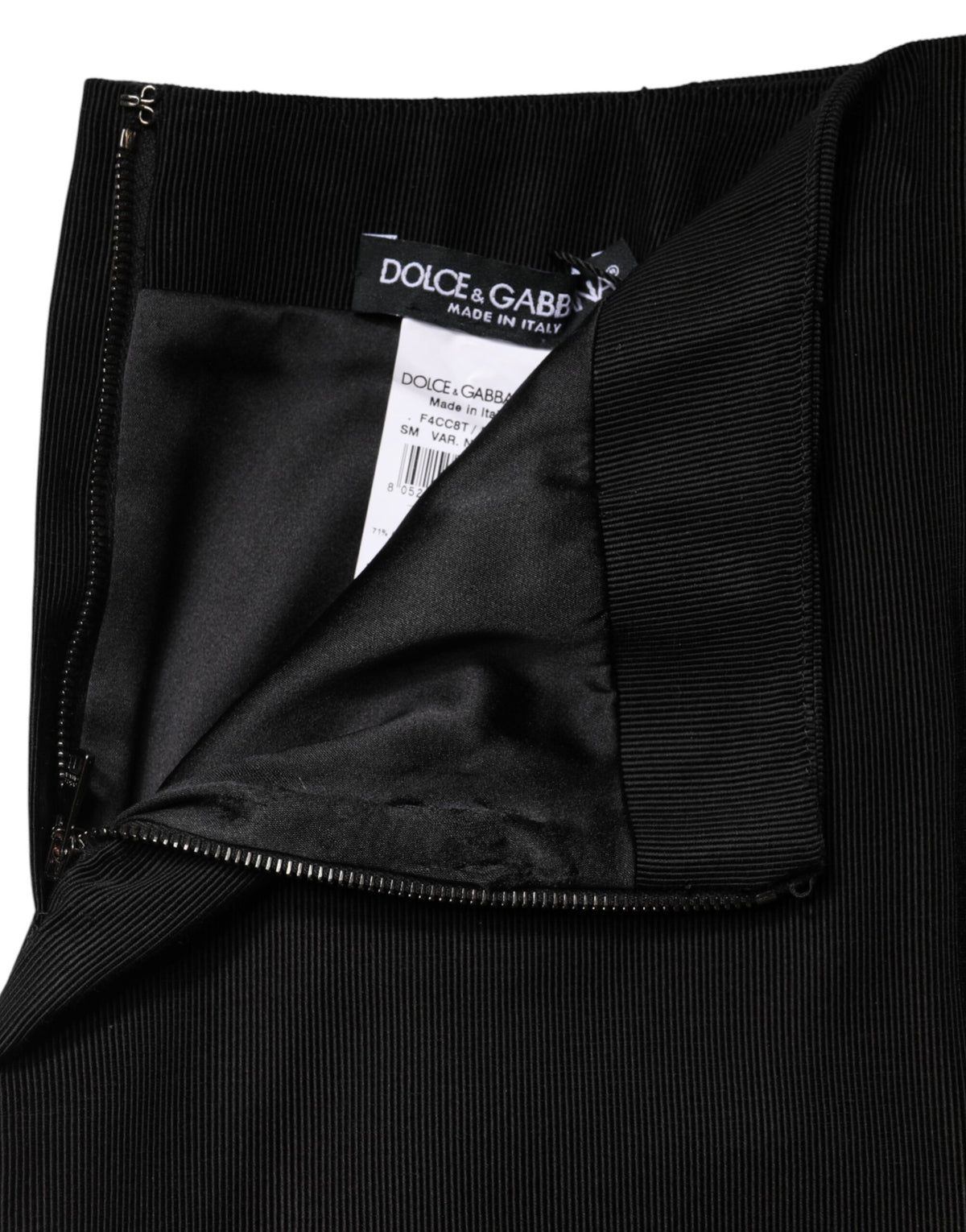 New Dolce & Gabbana Black Cotton Pencil Cut High Waist Mini Skirt