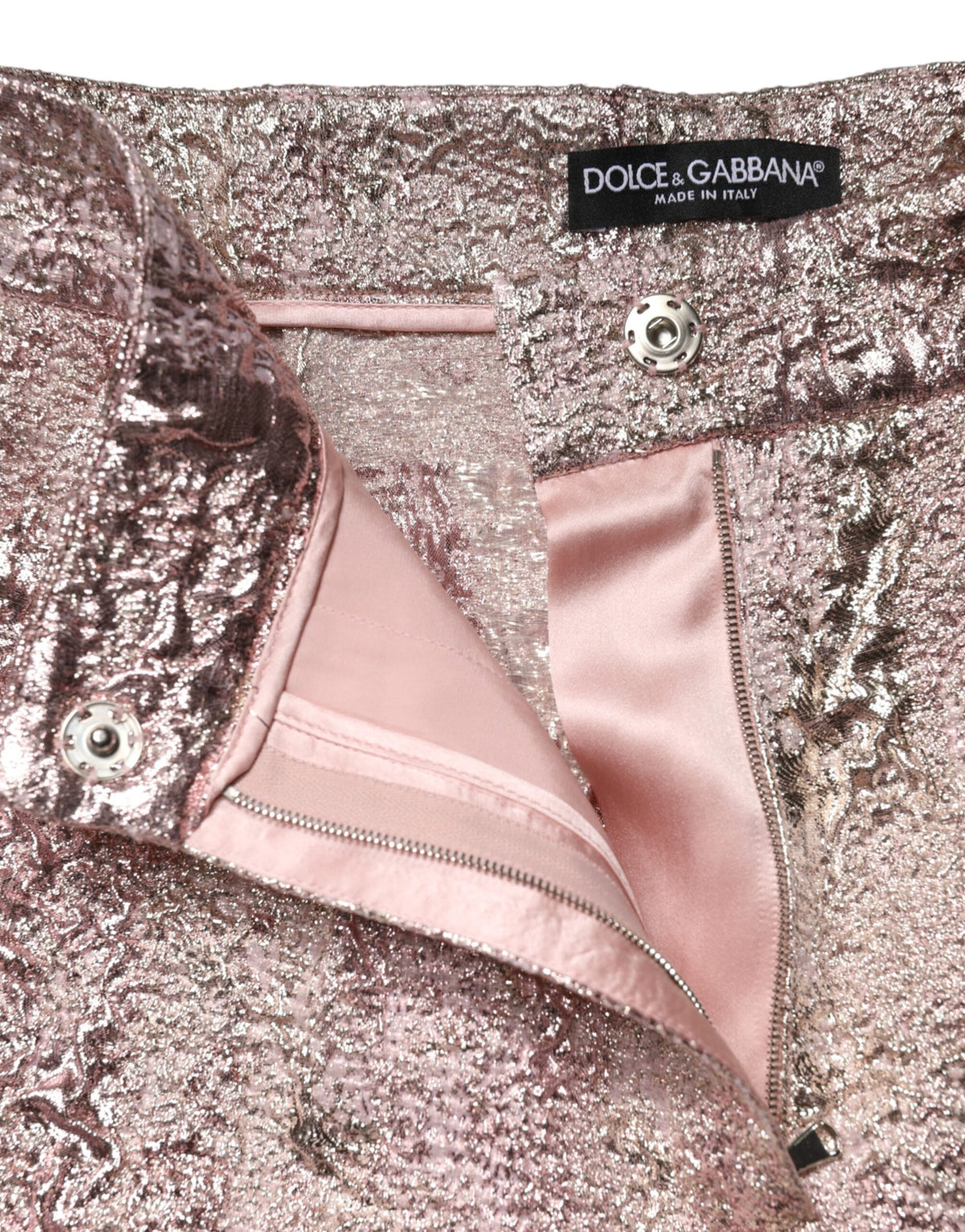 New Dolce & Gabbana Pink Jacquard High Waist Hotpants Shorts
