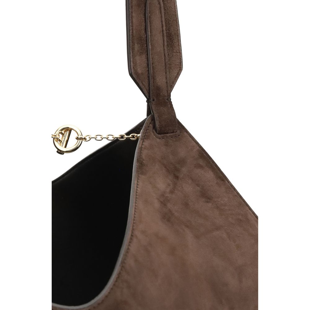 Khaite Brown Calf Leather Bos Taurus Shoulder Bag