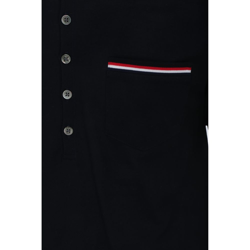New Thom Browne Blue Cotton Polo Shirt