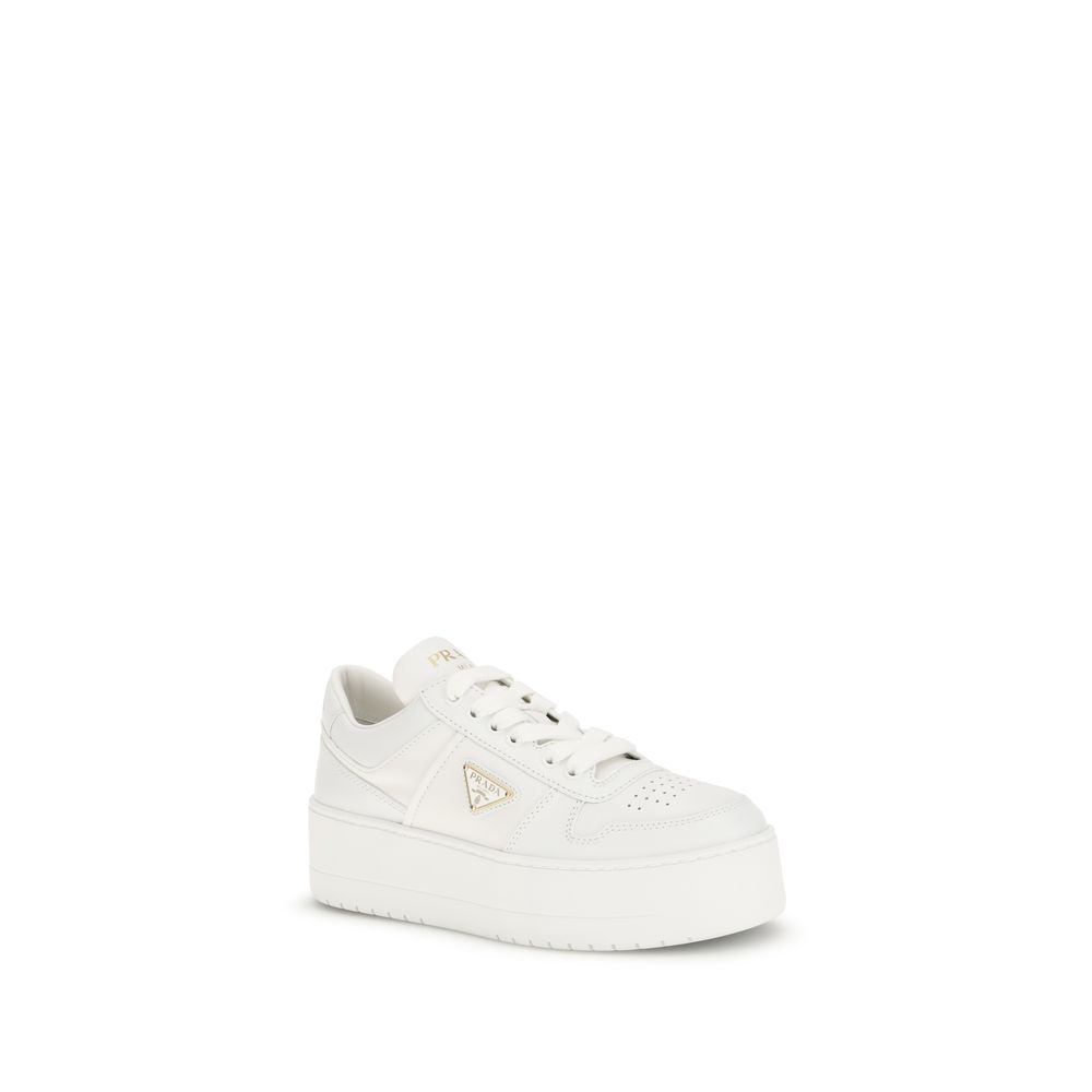 Prada White Leather Platform Sneakers