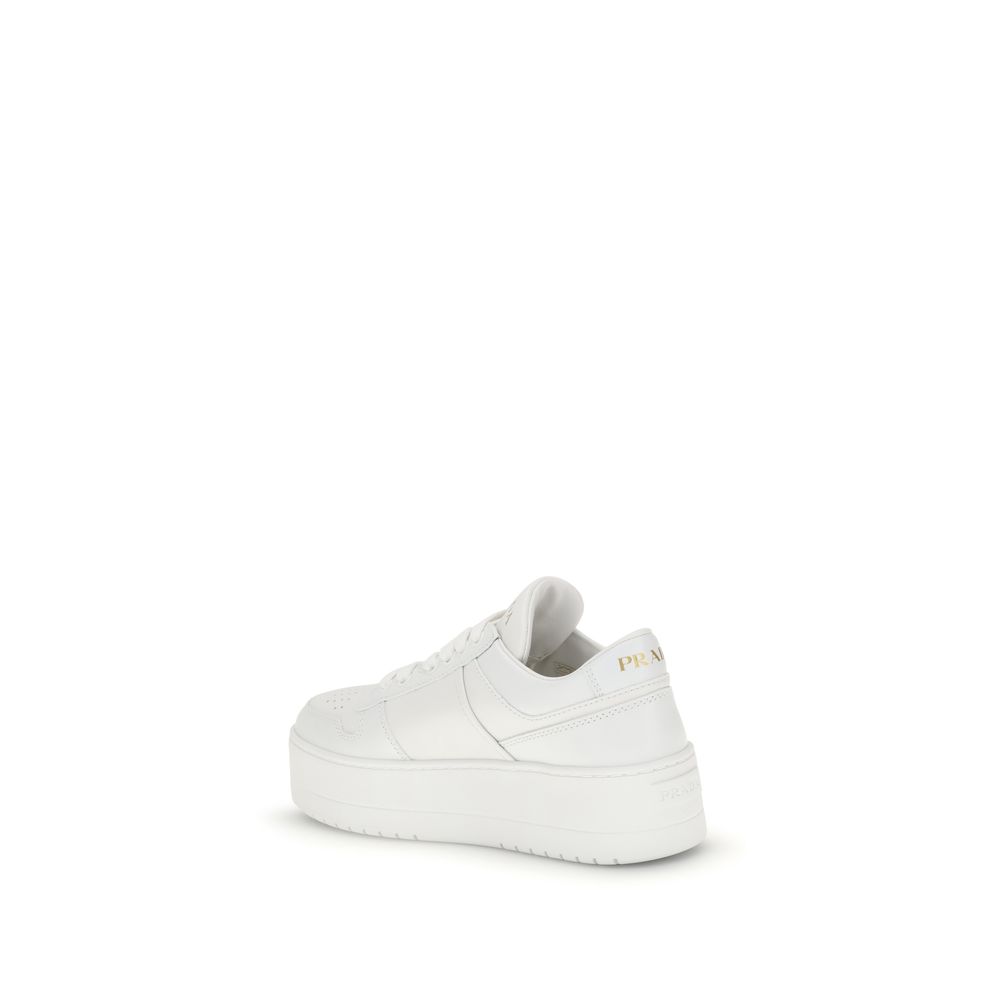 Prada White Leather Platform Sneakers