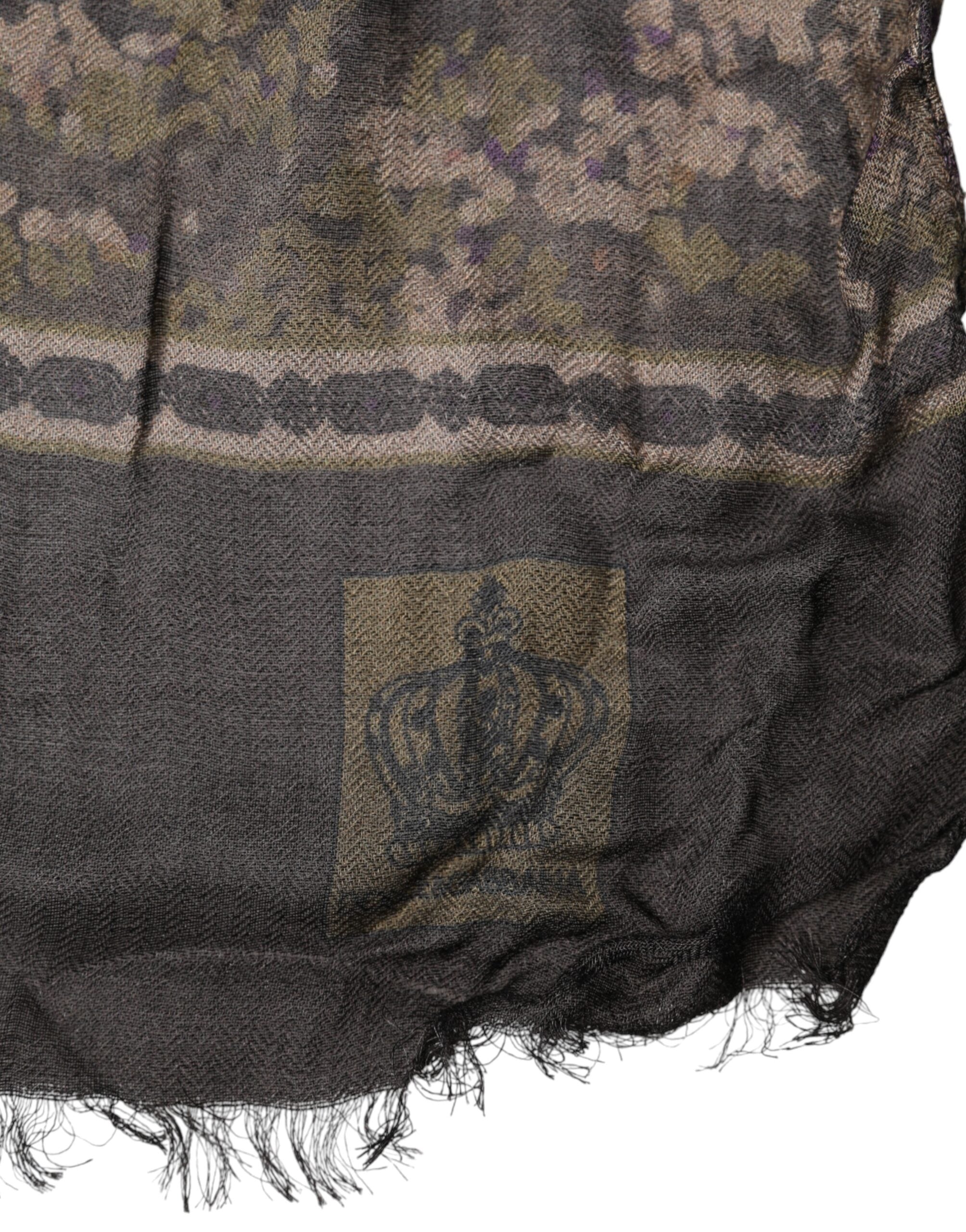 New Dolce & Gabbana Brown Camouflage Modal Men Shawl Scarf