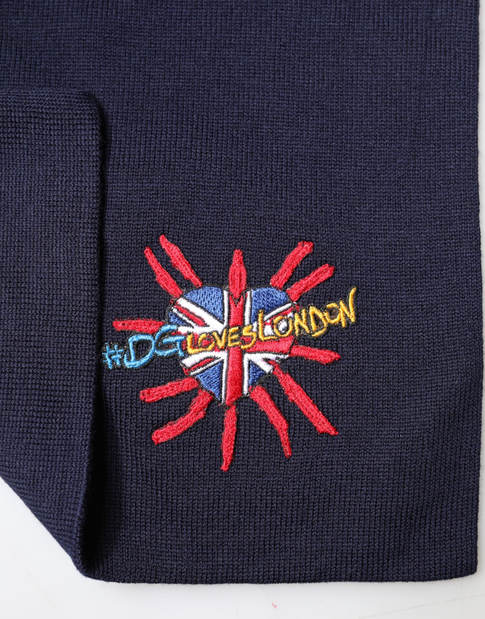 Dolce & Gabbana Blue Wool DG Loves London Neck Wrap Scarf