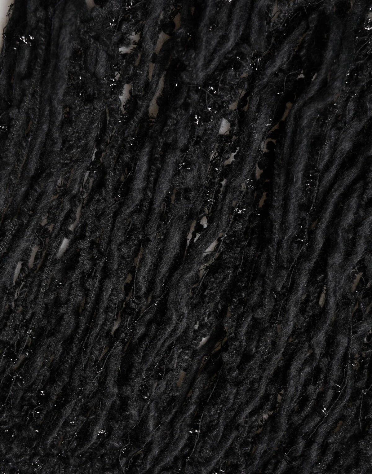 New Dolce & Gabbana Black Cashmere Knit Shawl Fringes Scarf