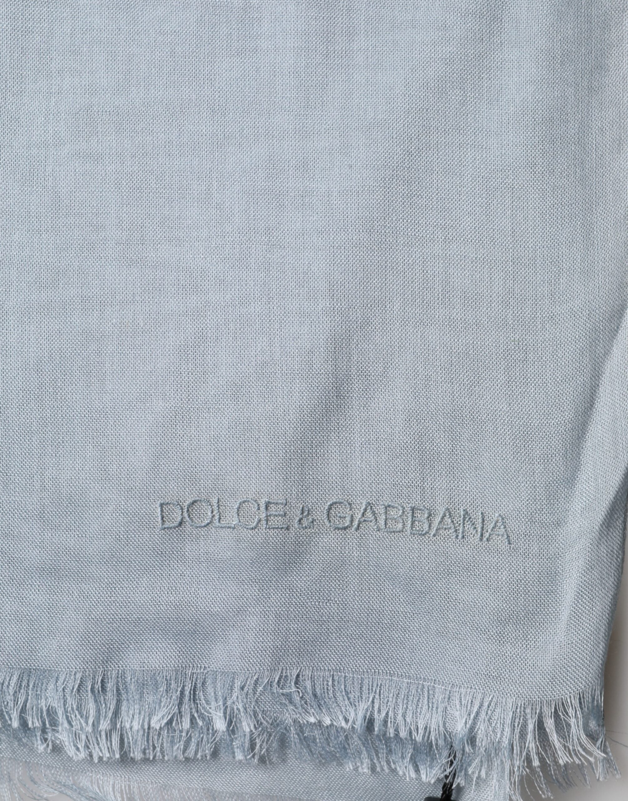 New Dolce & Gabbana Light Blue Cashmere Knitted Shawl