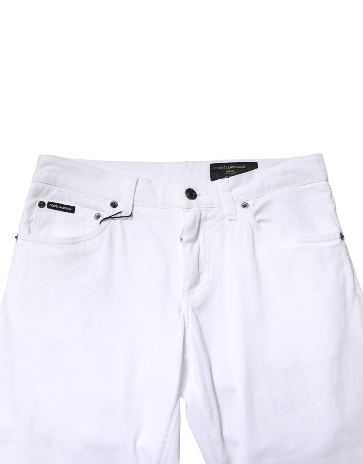 New Dolce & Gabbana White Cotton Stretch Skinny Denim Men Jeans