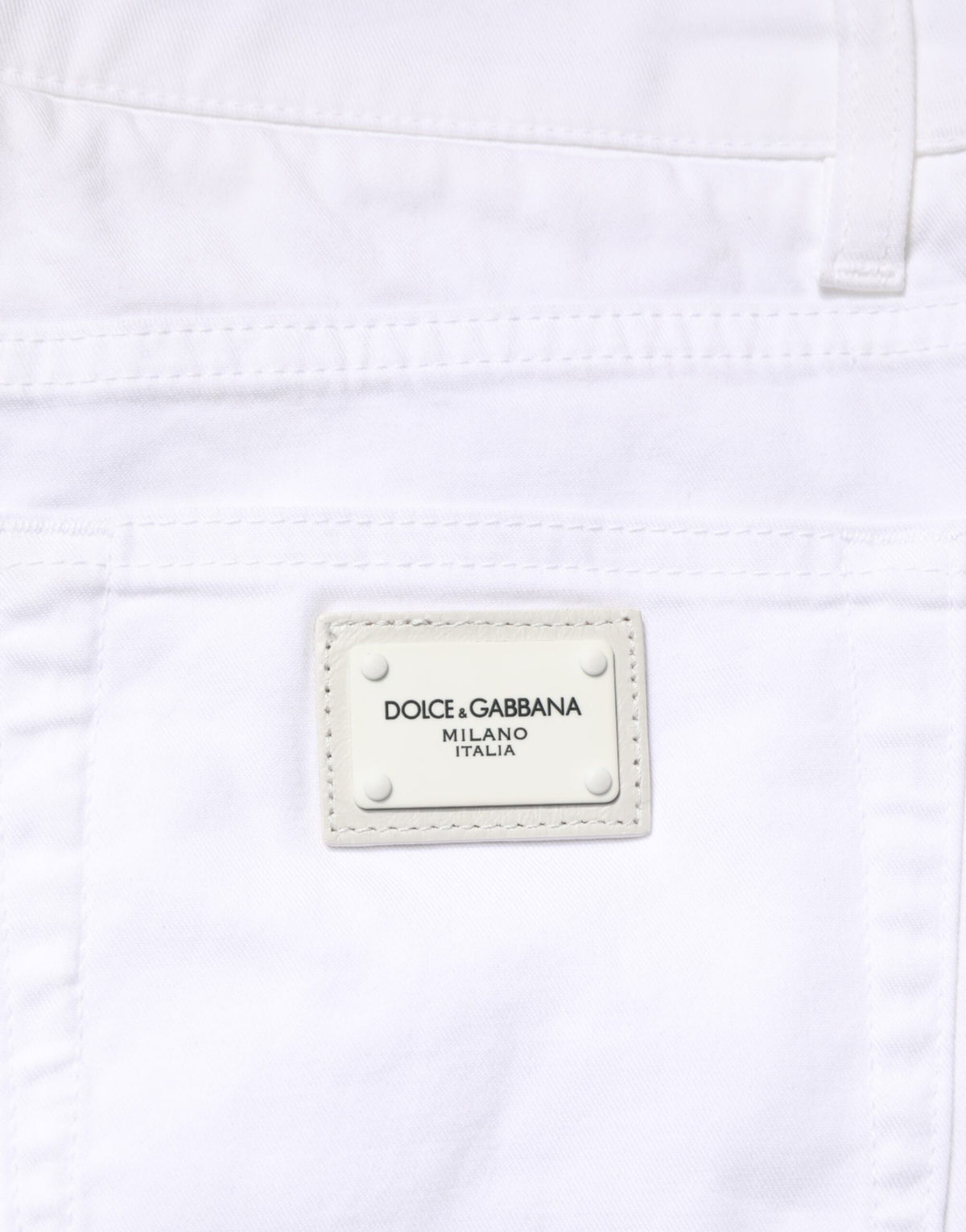 New Dolce & Gabbana White Cotton Stretch Skinny Denim Men Jeans