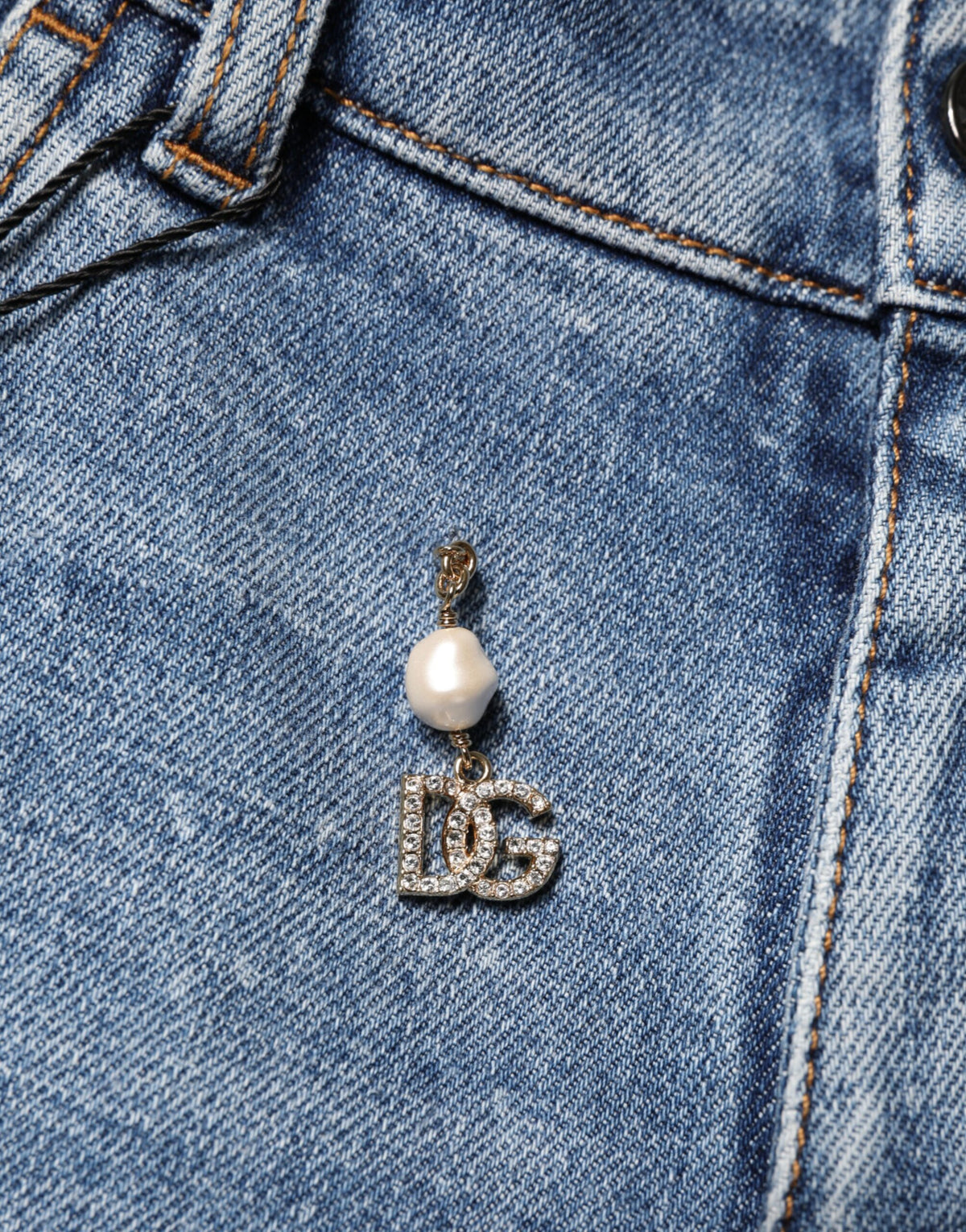 New Dolce & Gabbana Blue Embellished Cotton Skinny Denim Jeans