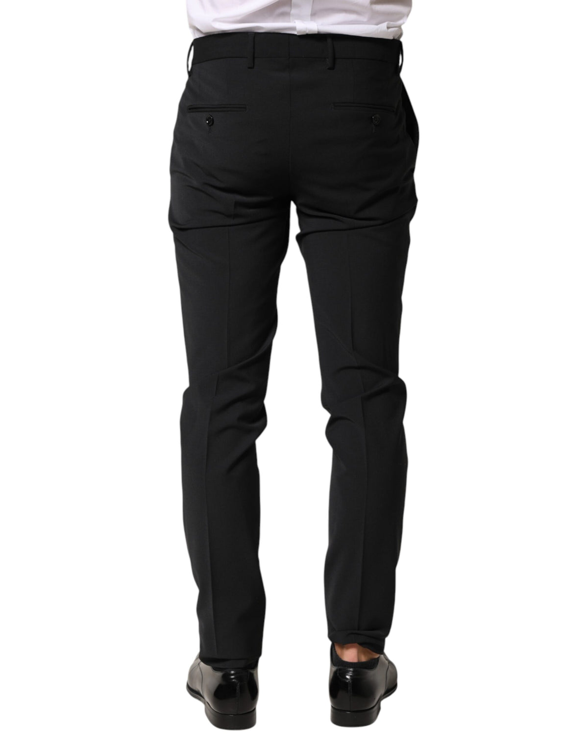New Dolce & Gabbana Black Wool Formal Dress Men Trouser Pants