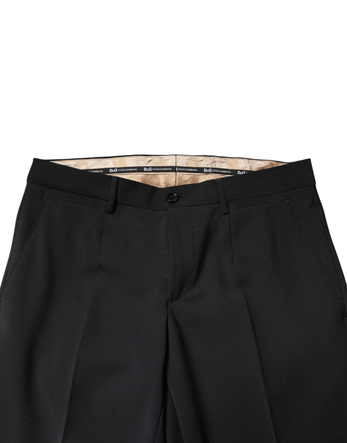 New Dolce & Gabbana Black Wool Formal Dress Men Trouser Pants