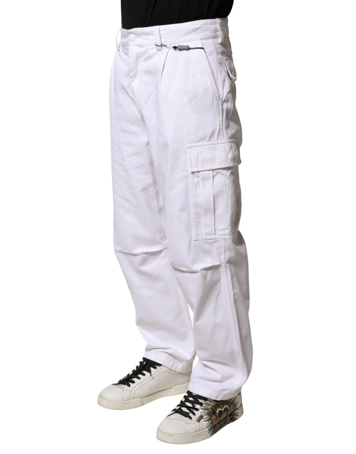 Dolce & Gabbana White Cotton Men Cargo Denim Trouser Jeans