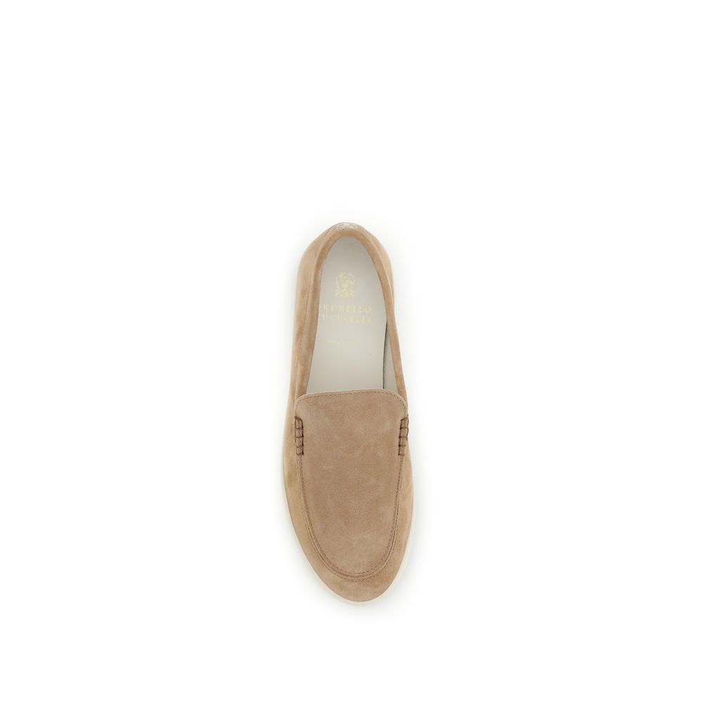 Brunello Cucinelli Beige Slip-On Loafers