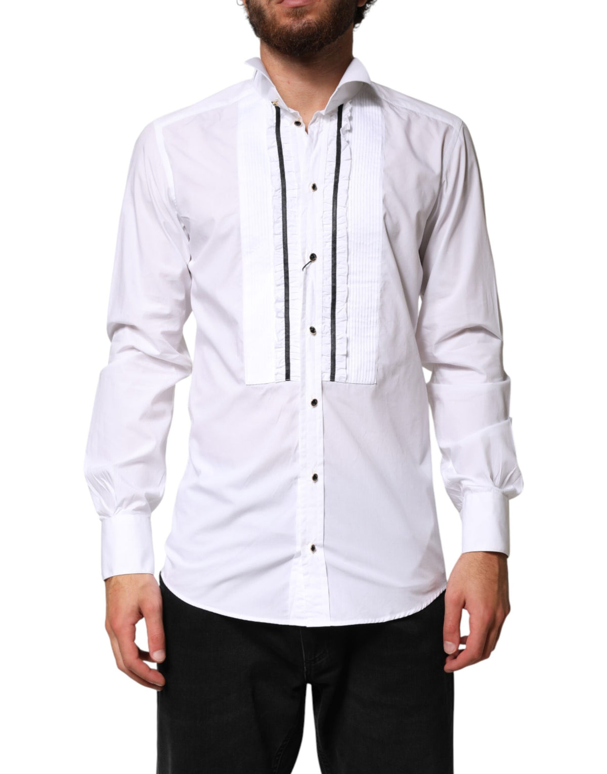 Dolce & Gabbana White GOLD Long Sleeves Formal Dress Shirt
