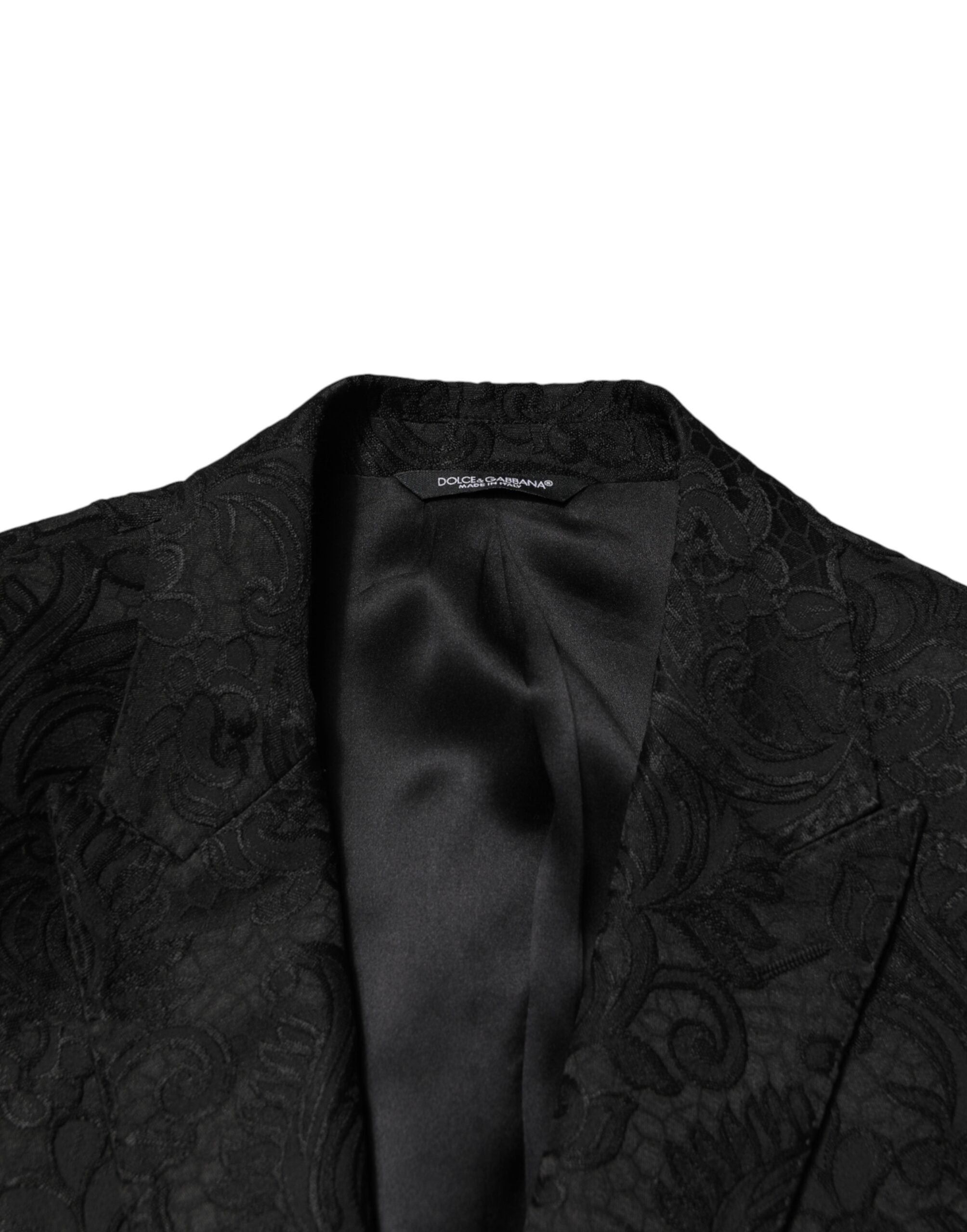New Dolce & Gabbana Black Brocade Single Breasted 2 Piece Suit