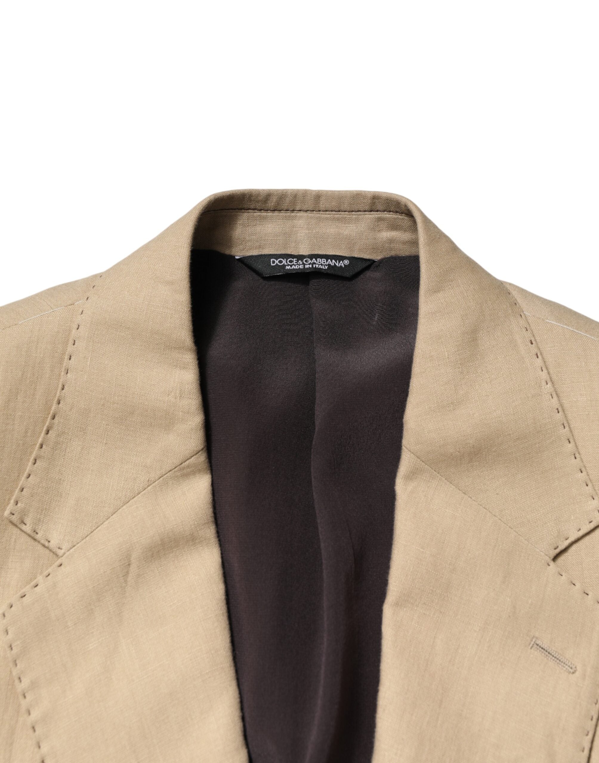 New Dolce & Gabbana Beige Linen Single Breasted 2 Piece Suit