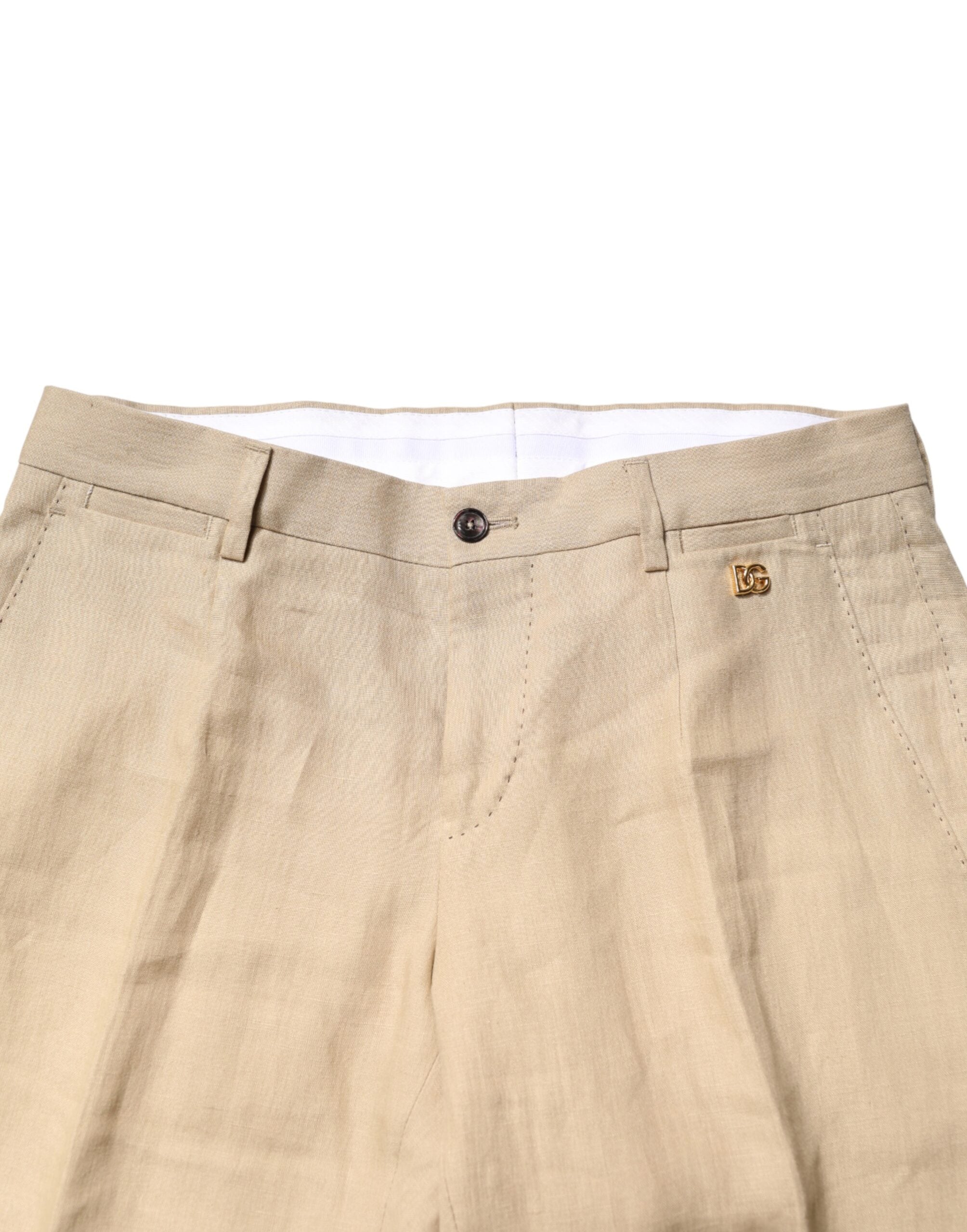 New Dolce & Gabbana Beige Linen Single Breasted 2 Piece Suit
