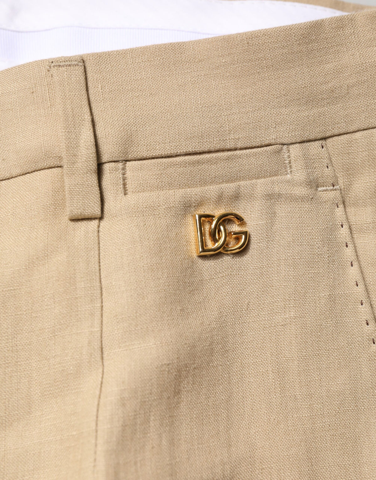 New Dolce & Gabbana Beige Linen Single Breasted 2 Piece Suit
