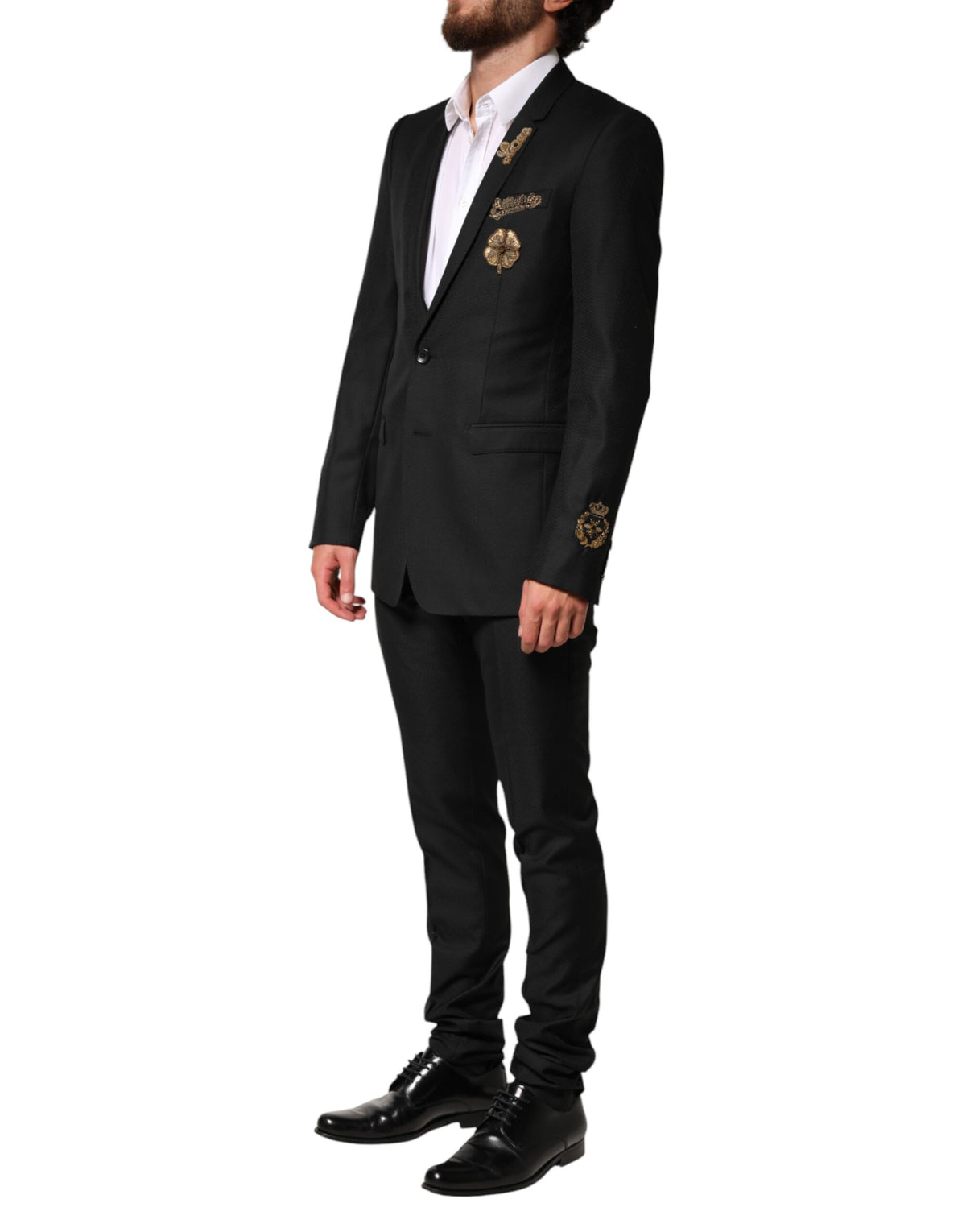 New Dolce & Gabbana Black Embellished Single Breasted 2 Pc Suit
