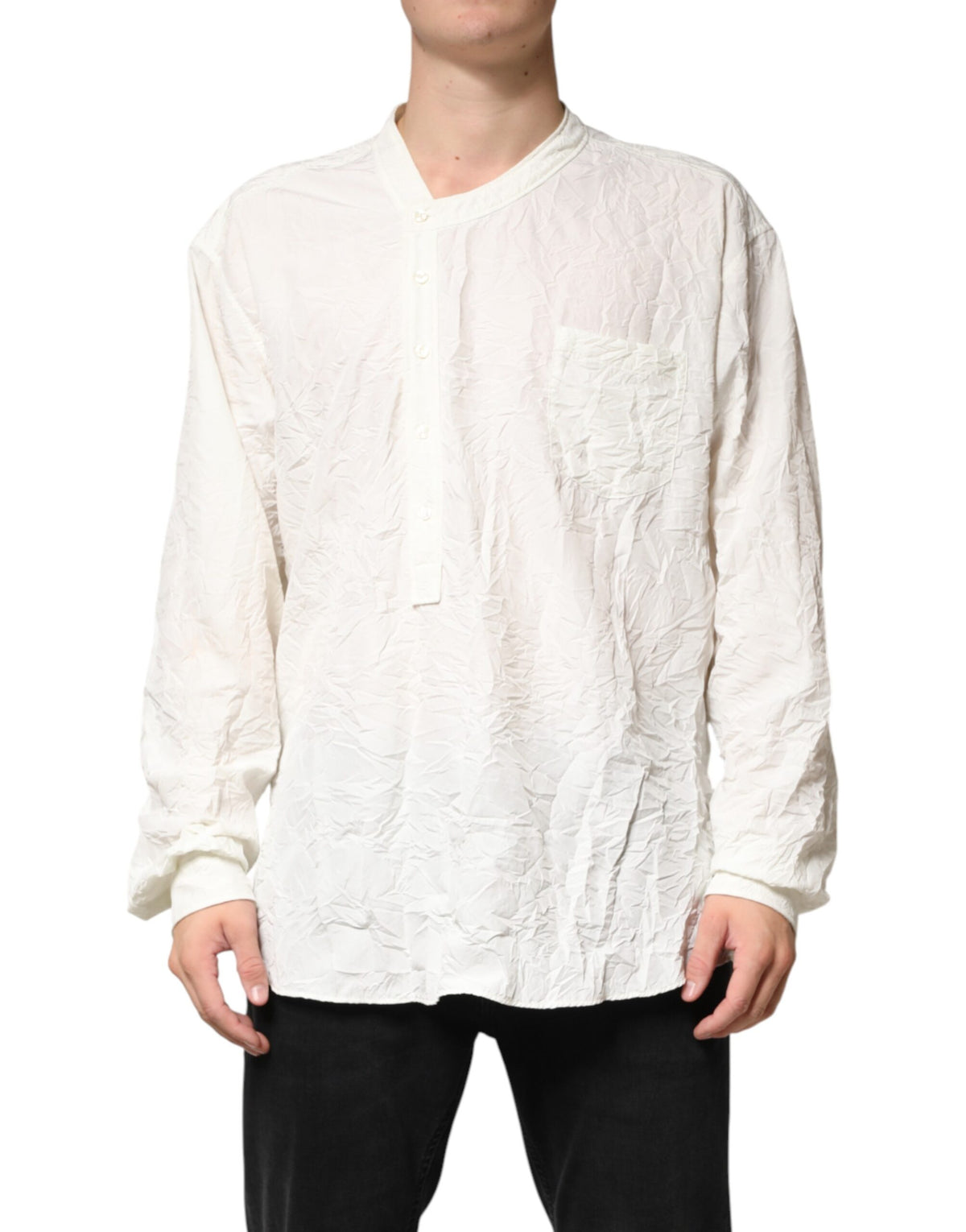 New Dolce & Gabbana White Cotton Men Long Sleeves Men Shirt