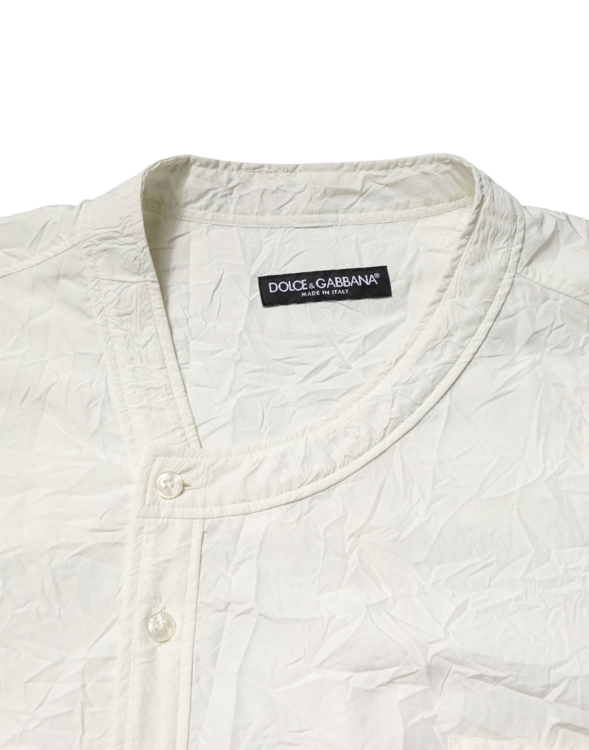 New Dolce & Gabbana White Cotton Men Long Sleeves Men Shirt
