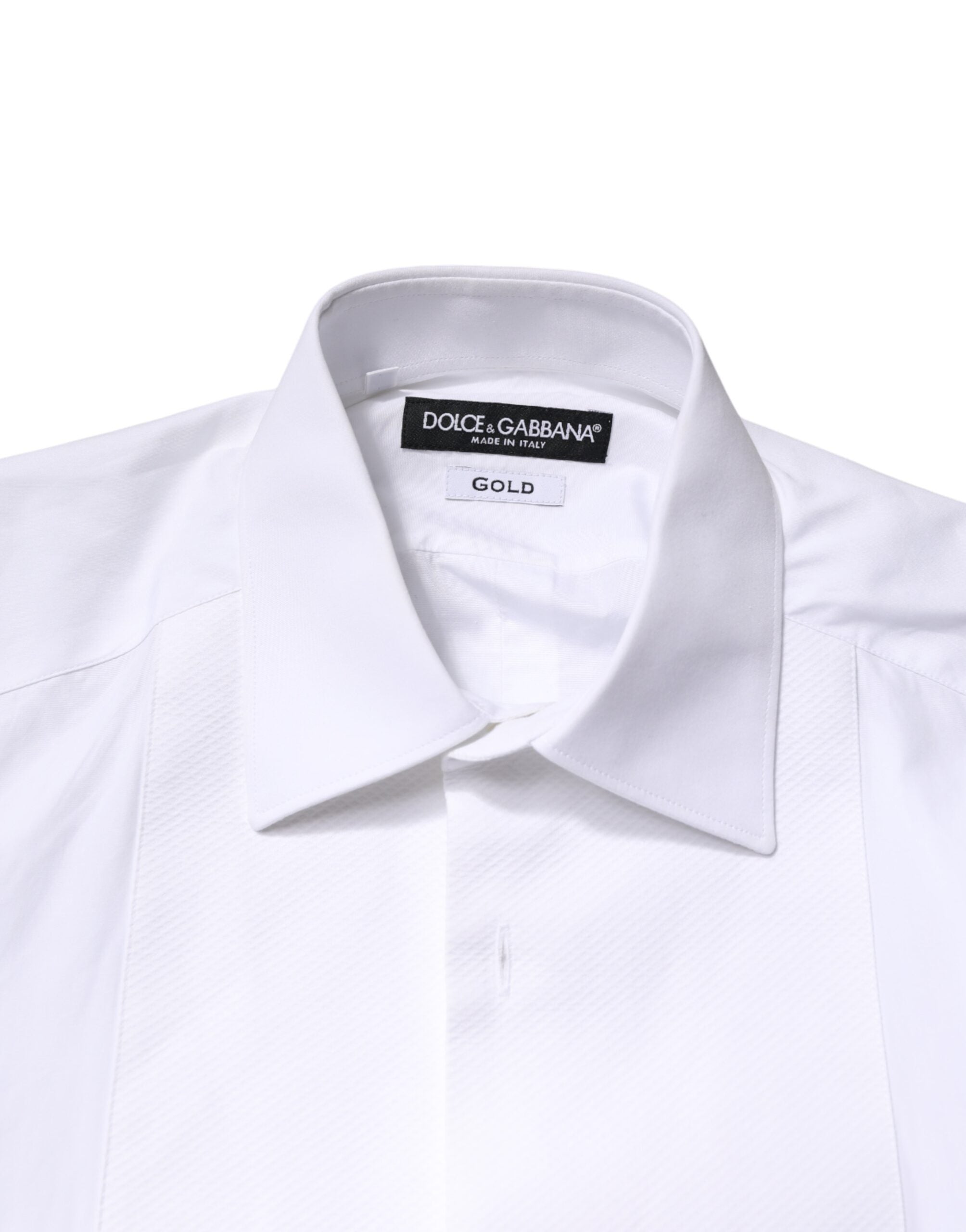 New Dolce & Gabbana White Cotton GOLD Collared Dress Bib Formal Shirt