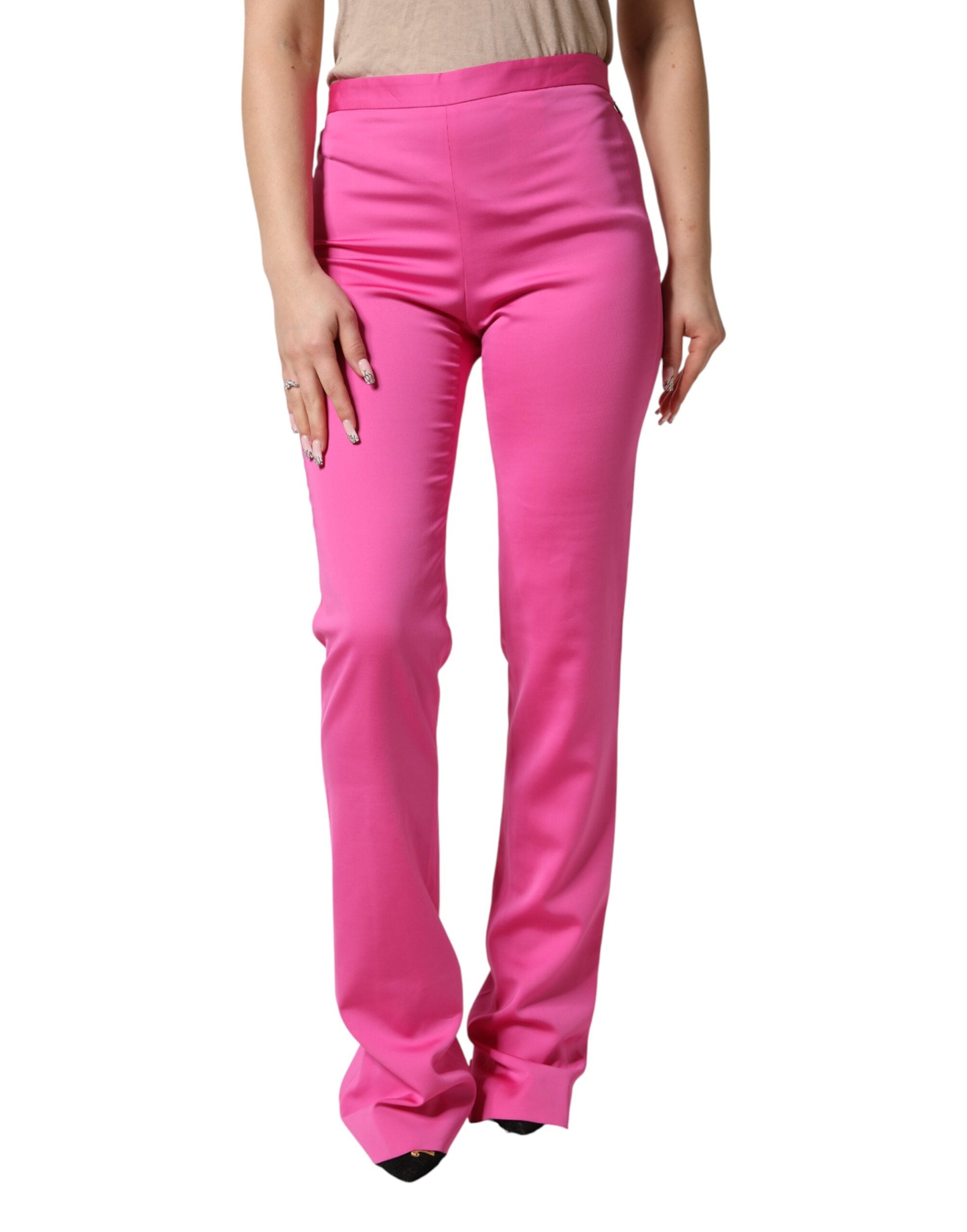 Versace Pink Viscose High Waist Straight Casual Trouser Pants - PreLoved & Luxe