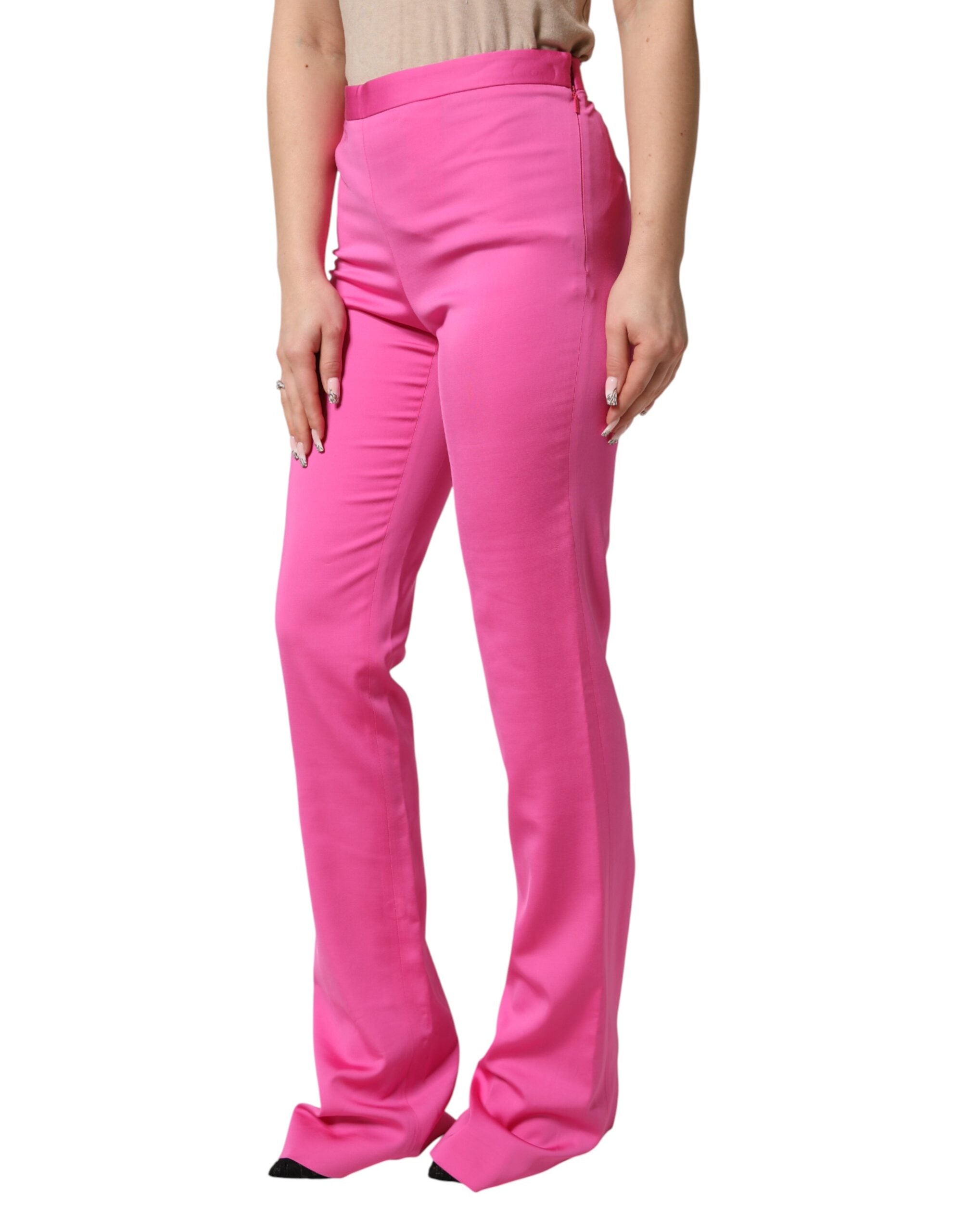 Versace Pink Viscose High Waist Straight Casual Trouser Pants - PreLoved & Luxe