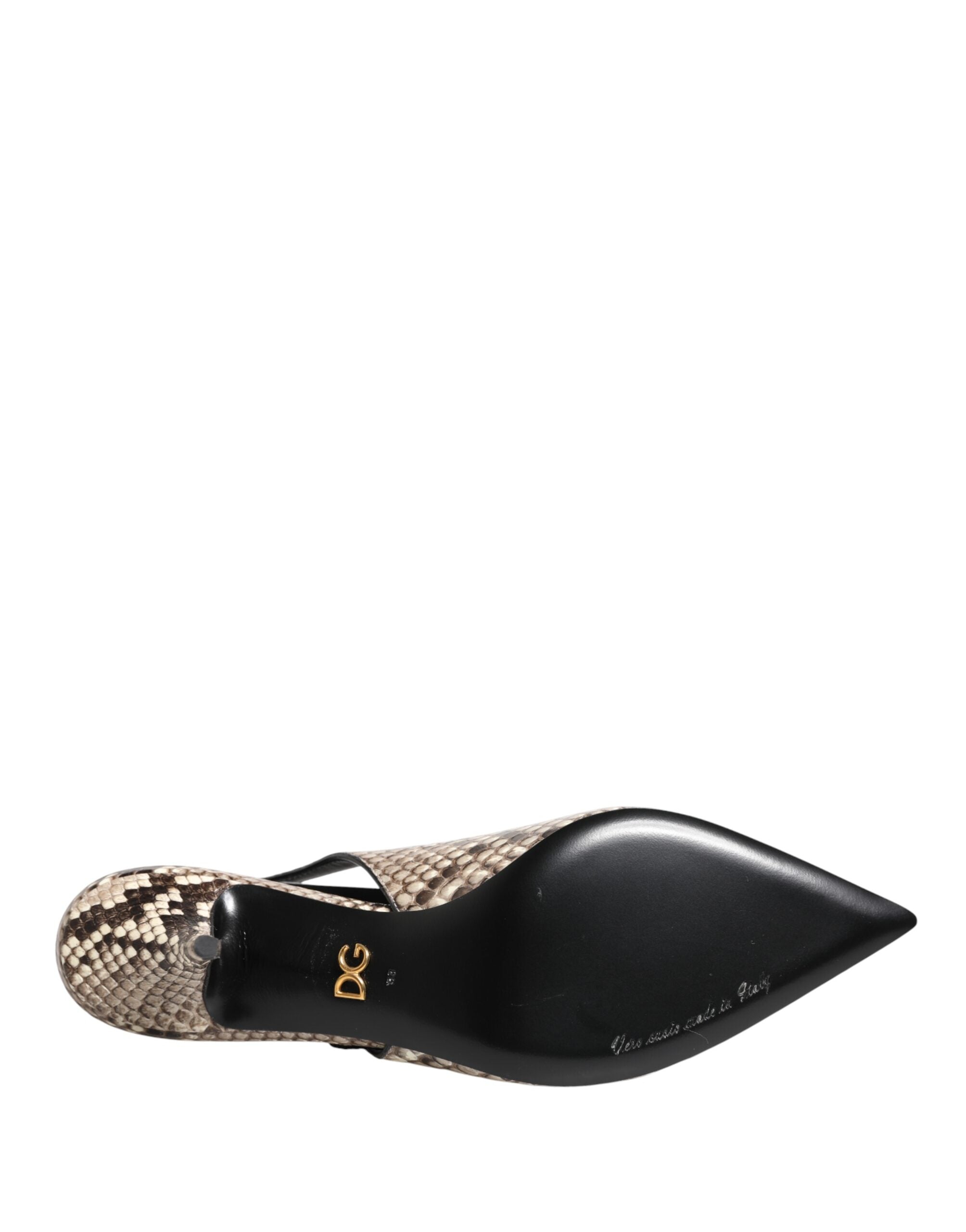 New Dolce & Gabbana Multicolor Leather Heels Slingback Shoes