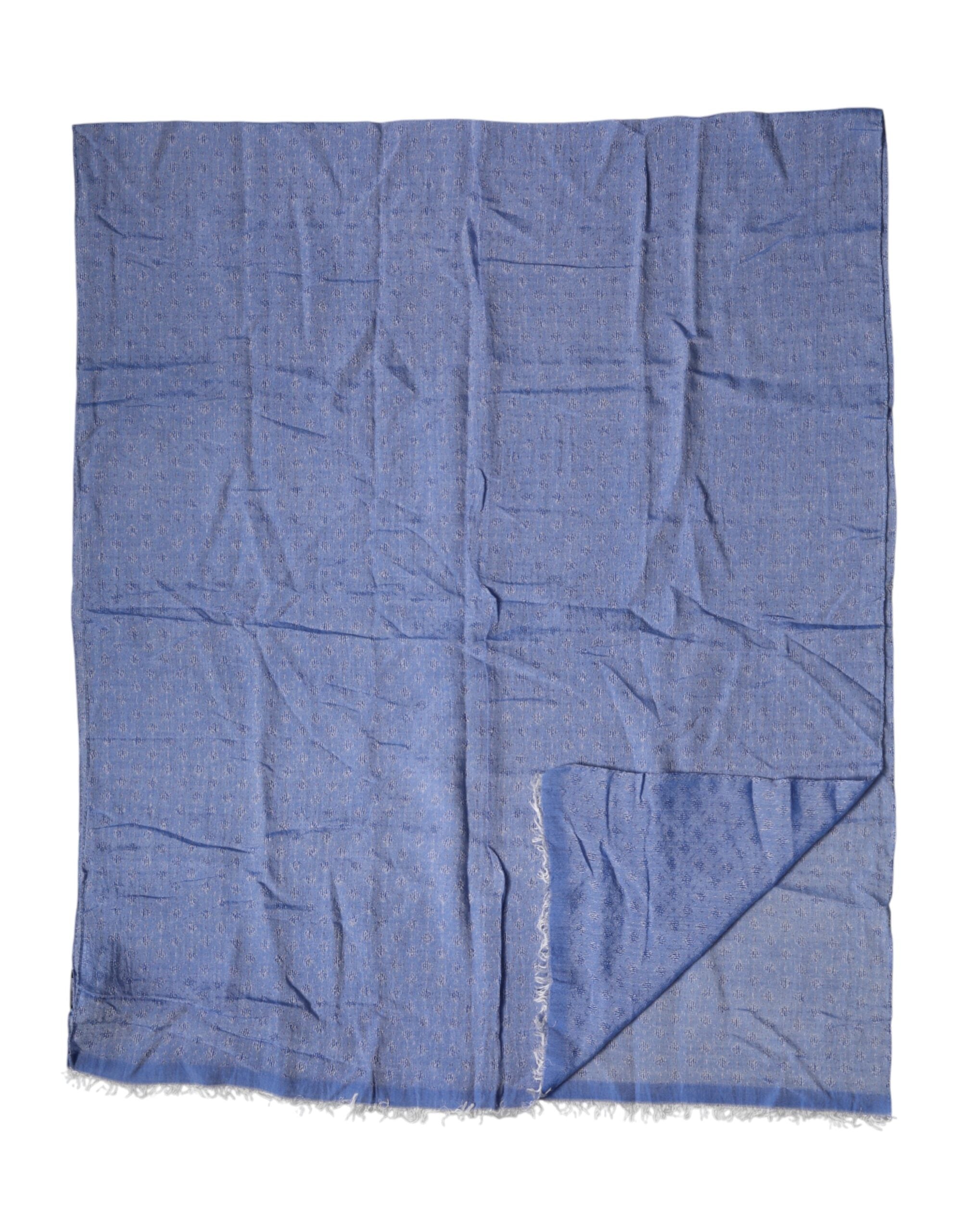 New Dolce & Gabbana Blue Lace Stole Cotton Neck Wrap Shawl Scarf