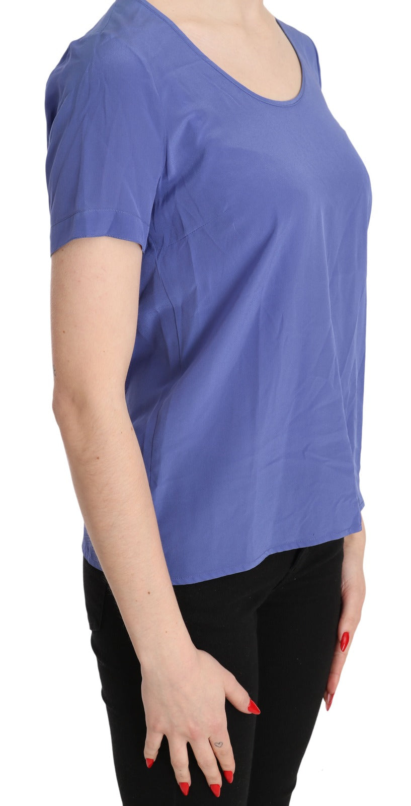 New Patrizia Pepe Silk Purple Short Sleeve Casual Top Blouse