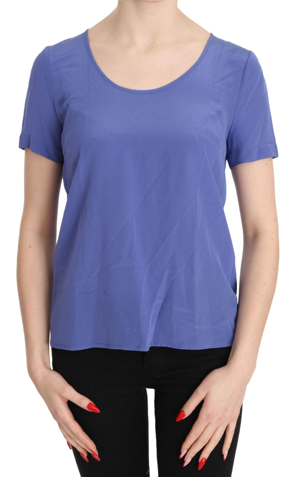 New Patrizia Pepe Silk Purple Short Sleeve Casual Top Blouse