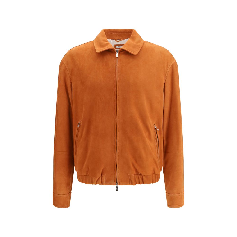 Brunello Cucinelli Red Leather Leather Jacket