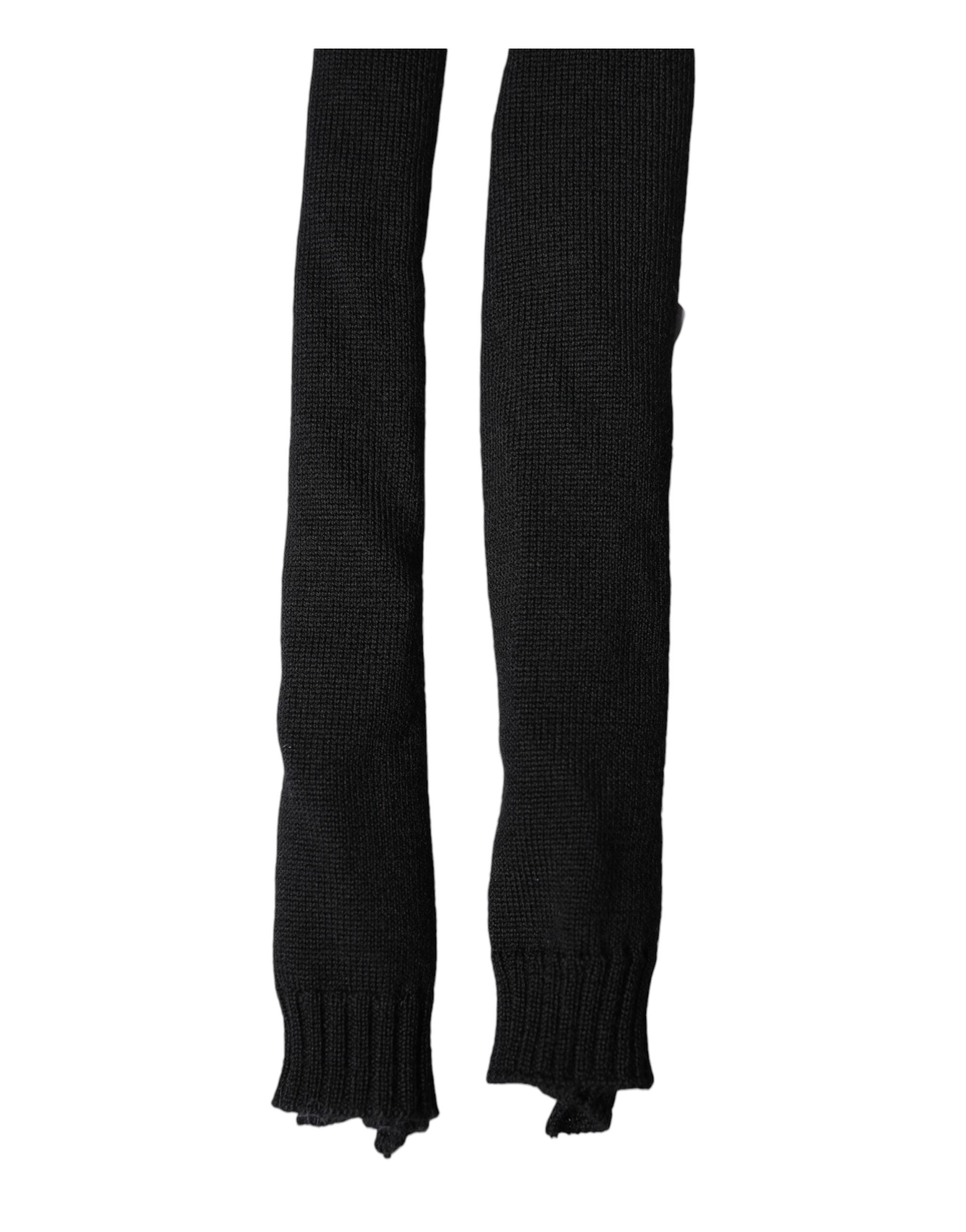 New Dolce & Gabbana Black Wool Knitted Neck Wrap Shawl Men Scarf